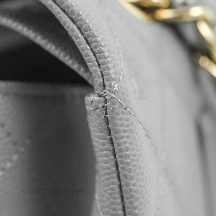 Chanel Classic M/L Medium Flap Quilted Grey Caviar Gold Hardware