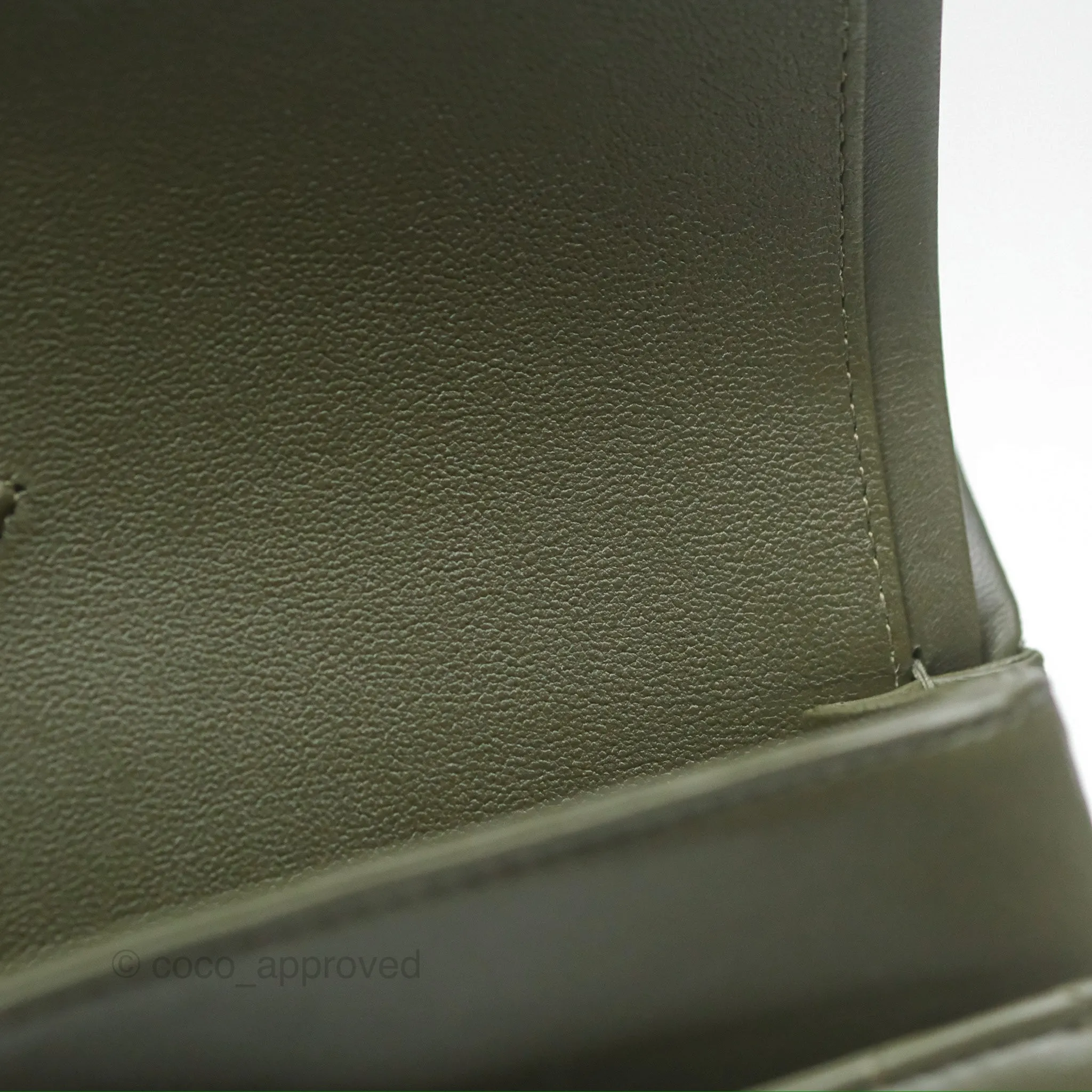 Chanel Classic M/L Medium Flap Quilted Lambskin Army Green Gold Hardware