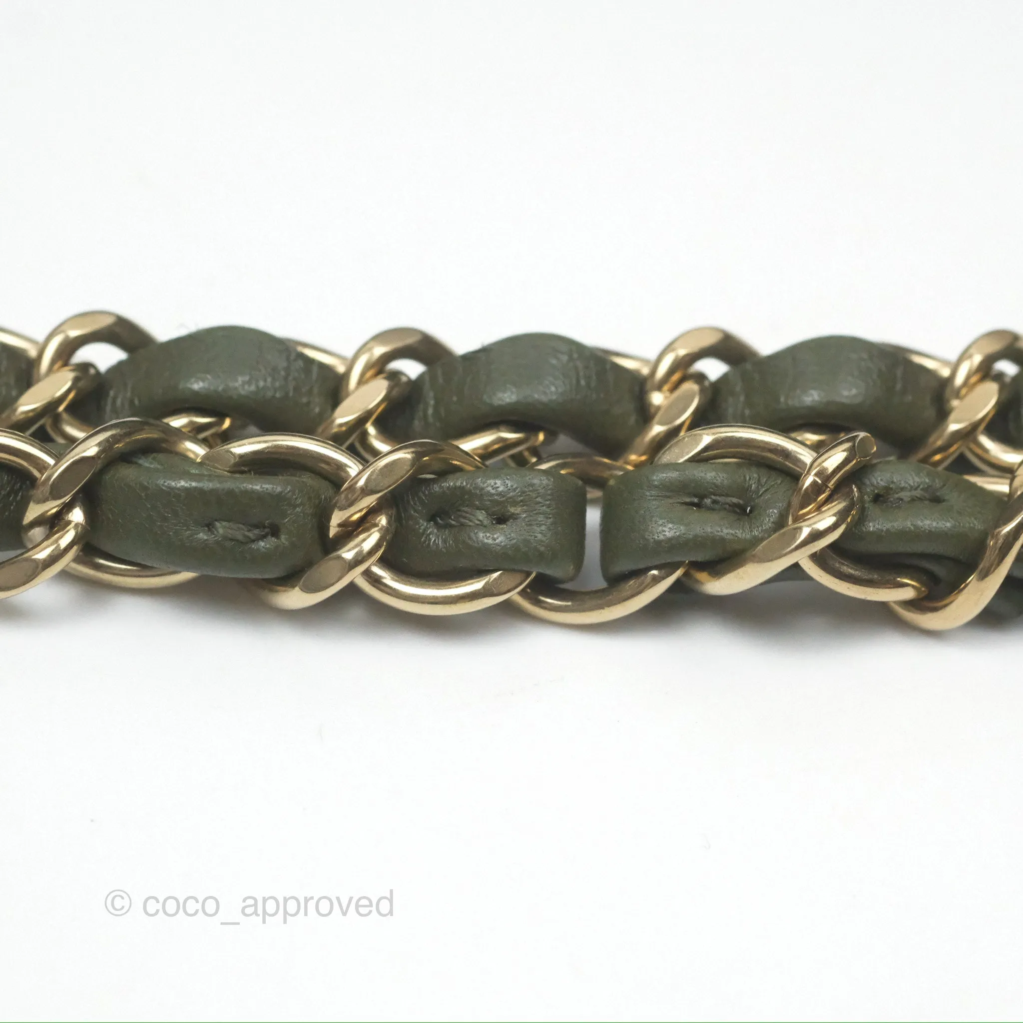 Chanel Classic M/L Medium Flap Quilted Lambskin Army Green Gold Hardware
