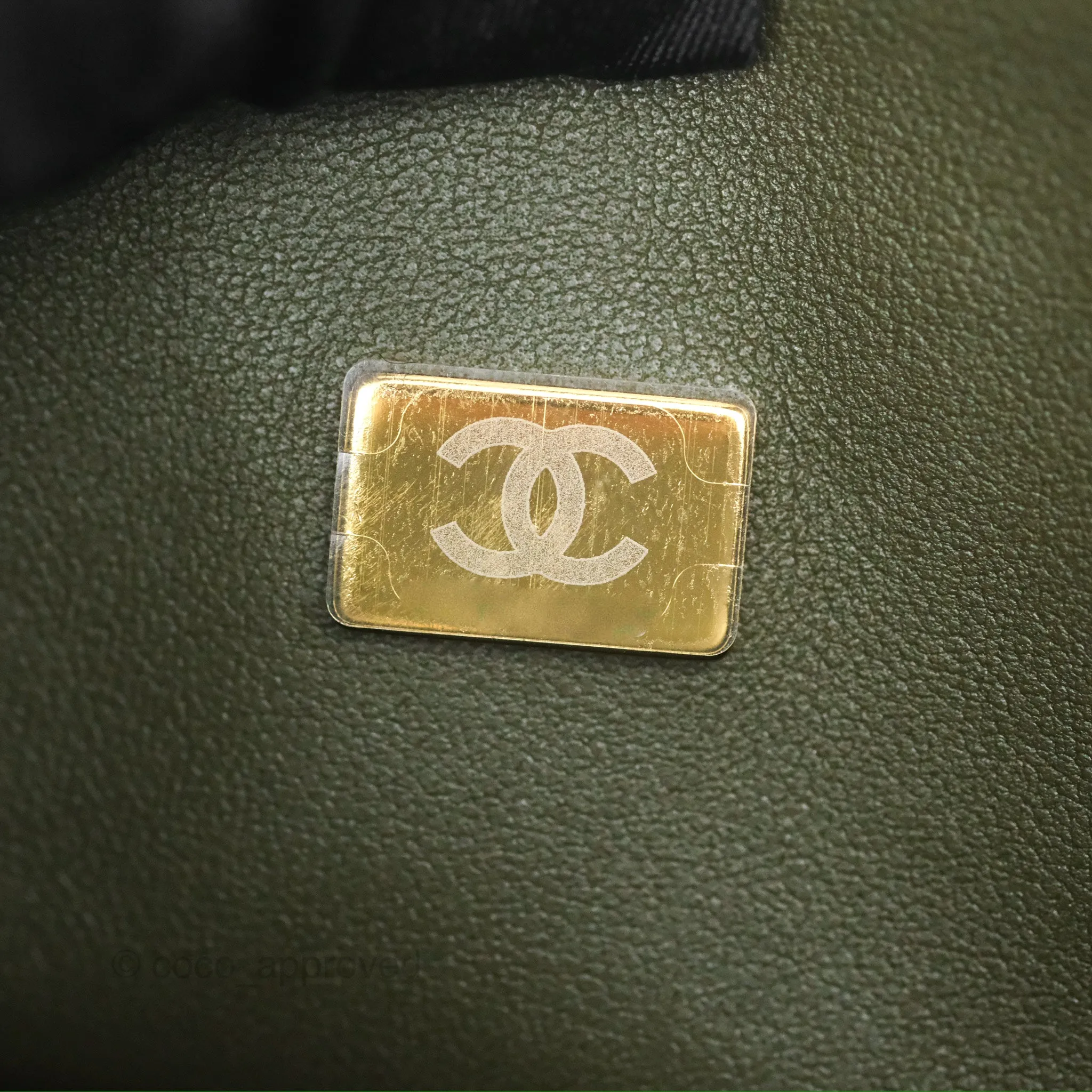 Chanel Classic M/L Medium Flap Quilted Lambskin Army Green Gold Hardware
