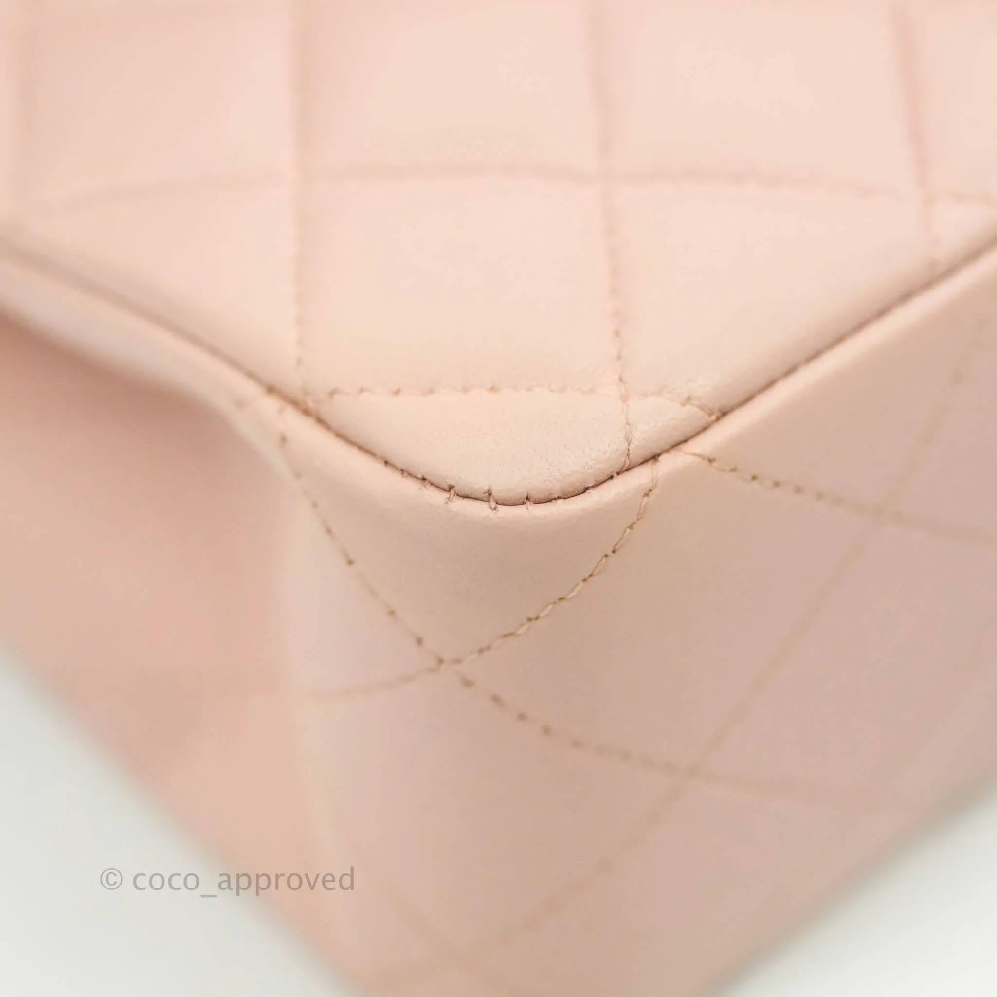 Chanel Classic M/L Medium Flap Quilted Light Pink Lambskin Matte Gold Hardware