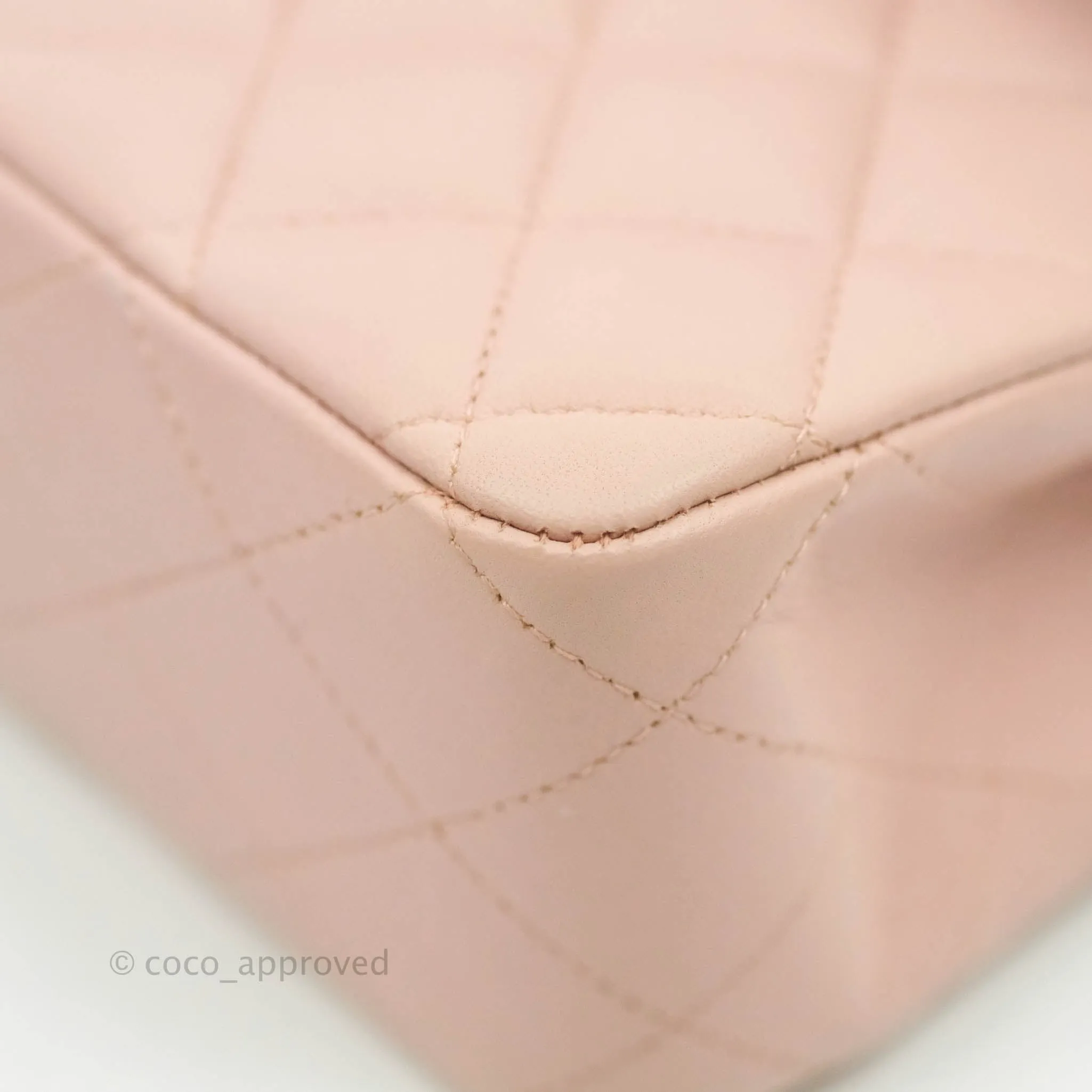Chanel Classic M/L Medium Flap Quilted Light Pink Lambskin Matte Gold Hardware