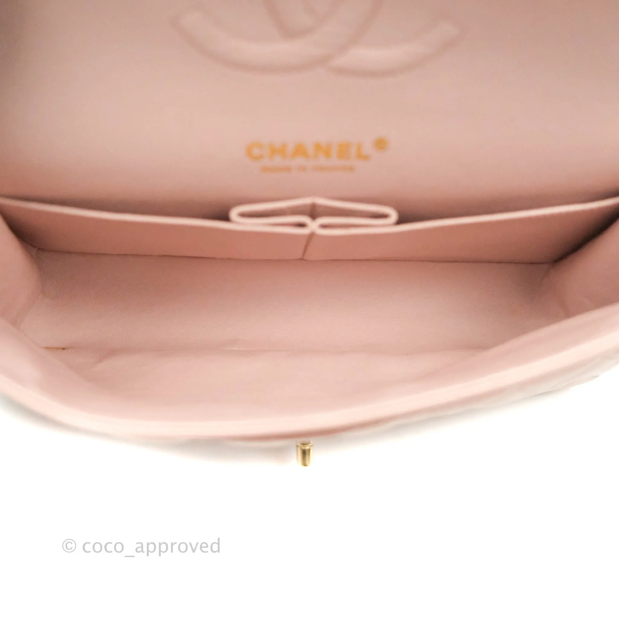 Chanel Classic M/L Medium Flap Quilted Light Pink Lambskin Matte Gold Hardware