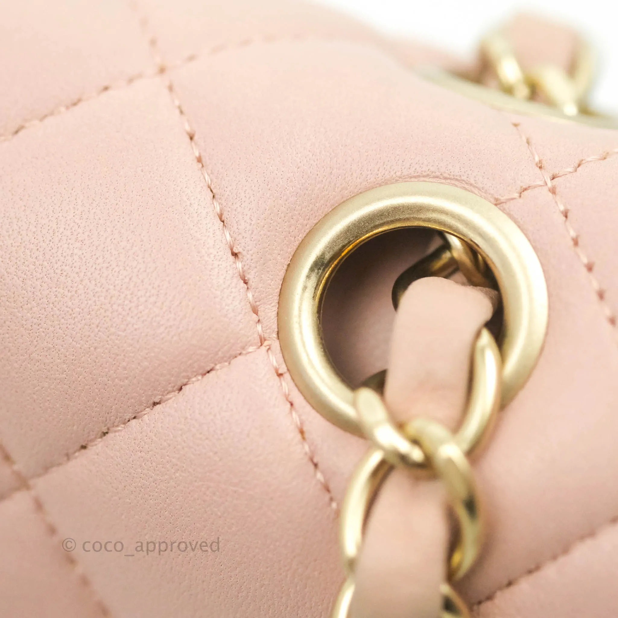 Chanel Classic M/L Medium Flap Quilted Light Pink Lambskin Matte Gold Hardware