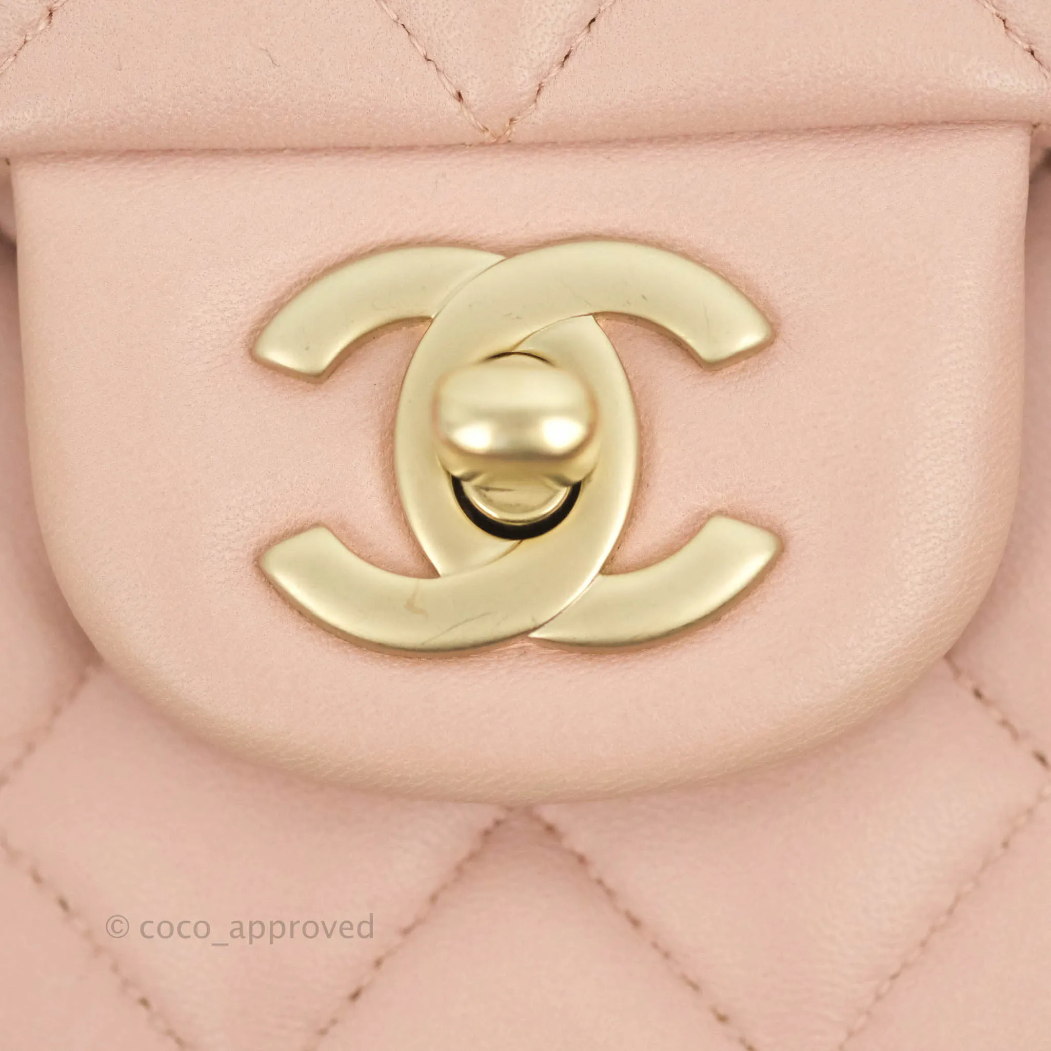 Chanel Classic M/L Medium Flap Quilted Light Pink Lambskin Matte Gold Hardware