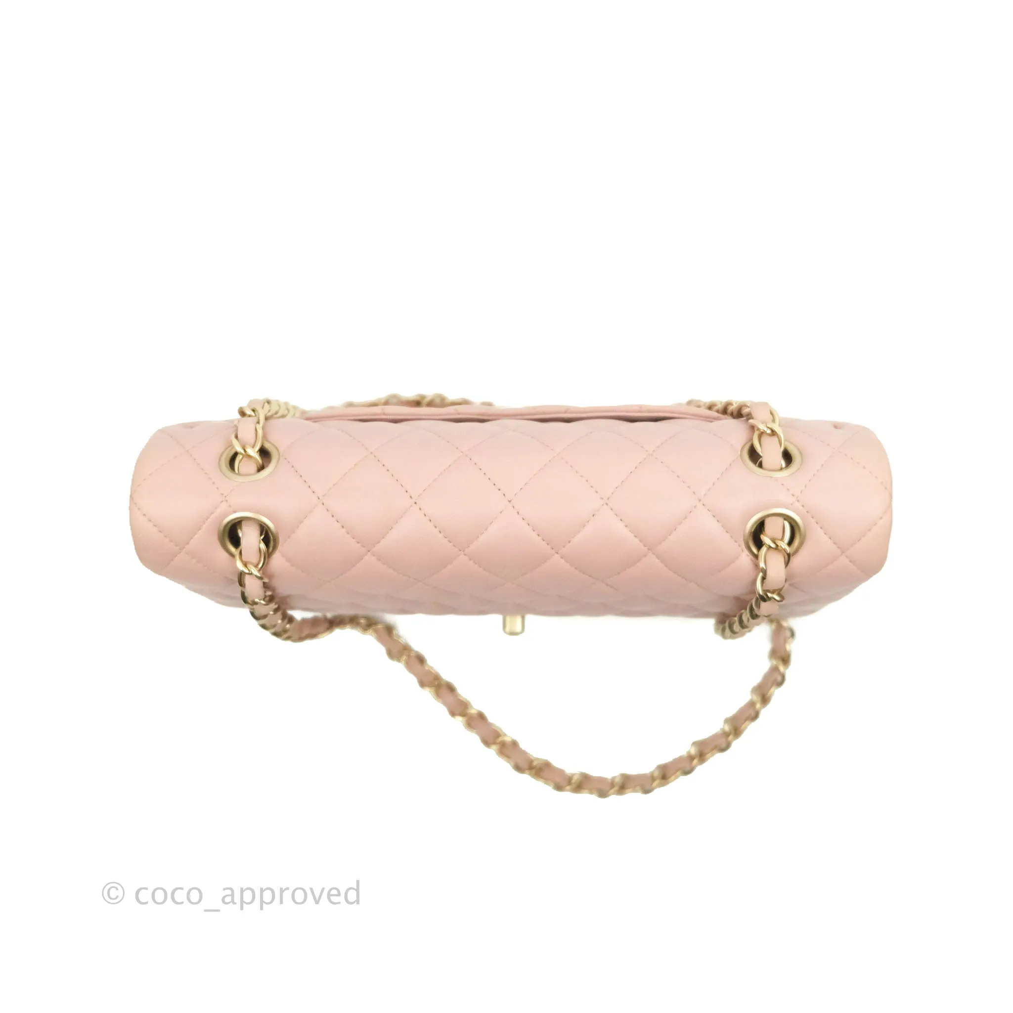 Chanel Classic M/L Medium Flap Quilted Light Pink Lambskin Matte Gold Hardware