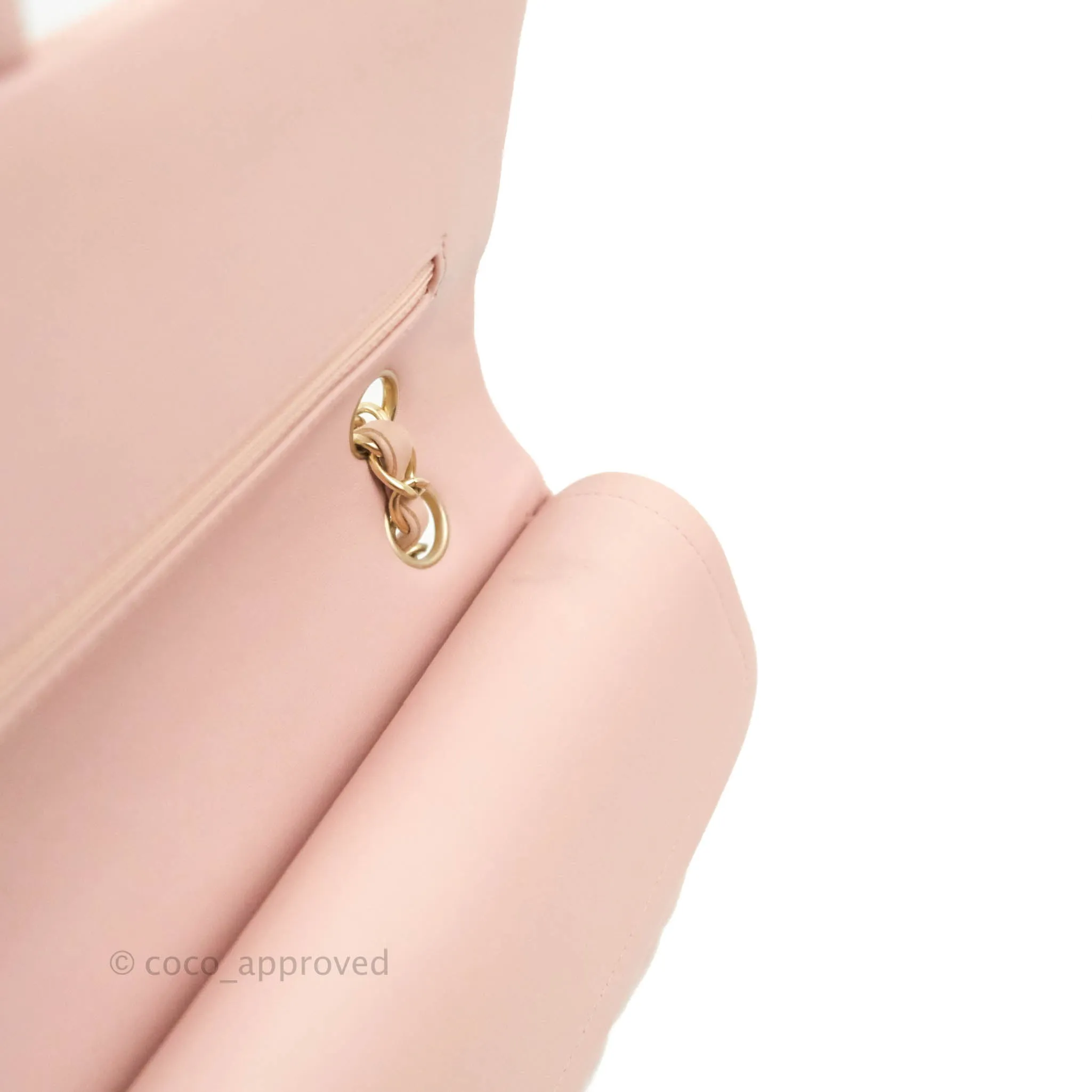Chanel Classic M/L Medium Flap Quilted Light Pink Lambskin Matte Gold Hardware