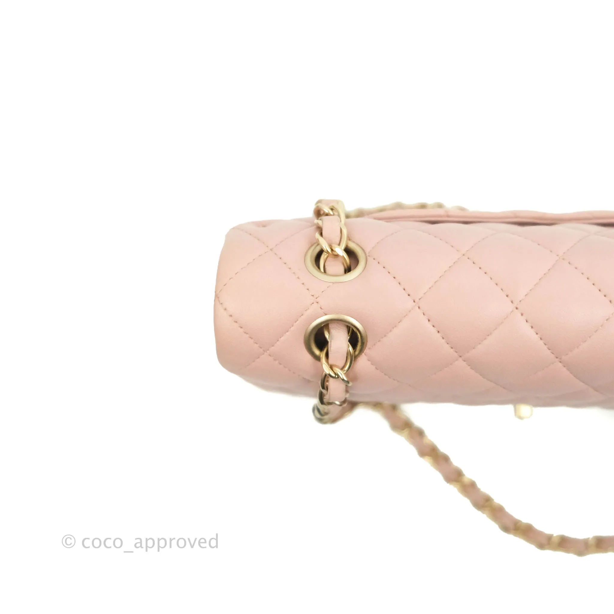Chanel Classic M/L Medium Flap Quilted Light Pink Lambskin Matte Gold Hardware