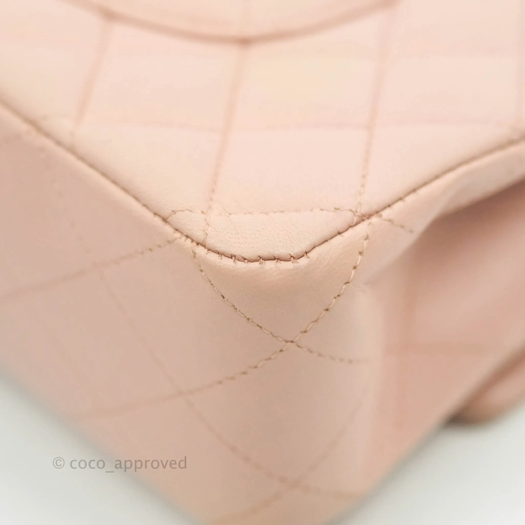Chanel Classic M/L Medium Flap Quilted Light Pink Lambskin Matte Gold Hardware