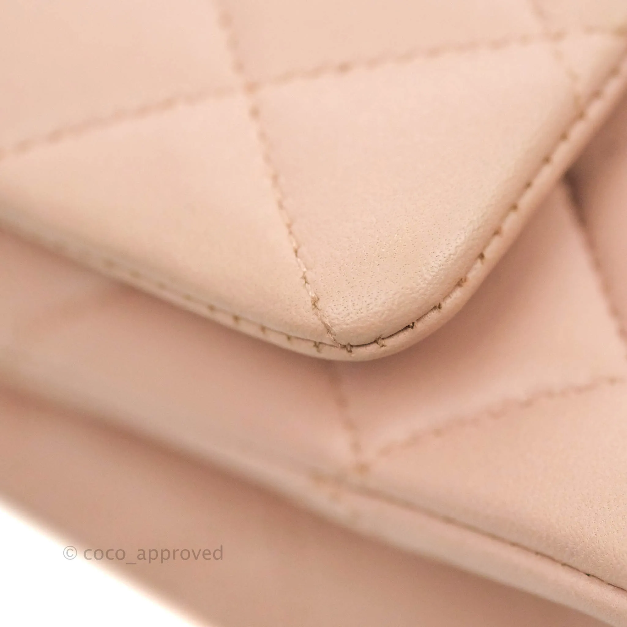 Chanel Classic M/L Medium Flap Quilted Light Pink Lambskin Matte Gold Hardware