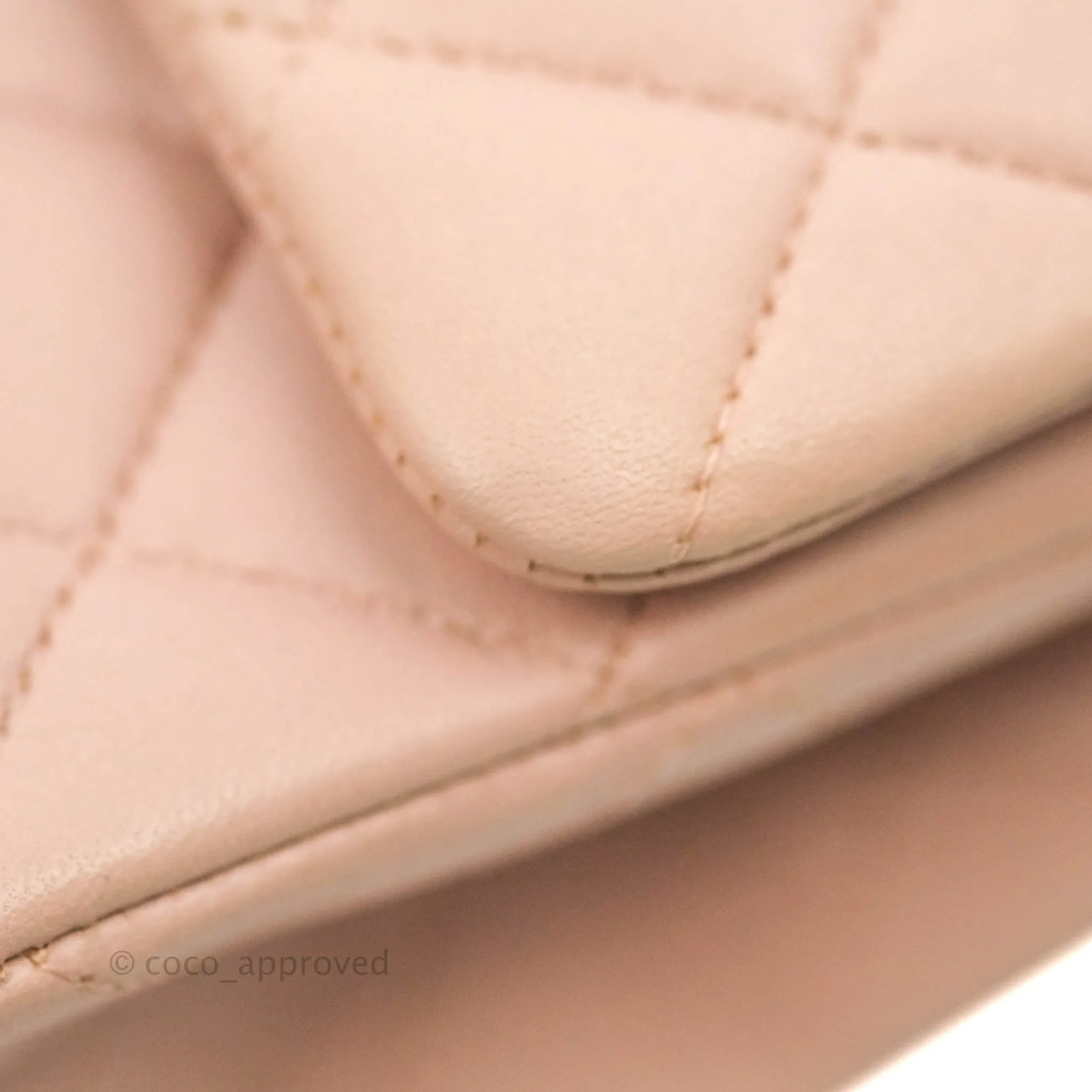 Chanel Classic M/L Medium Flap Quilted Light Pink Lambskin Matte Gold Hardware