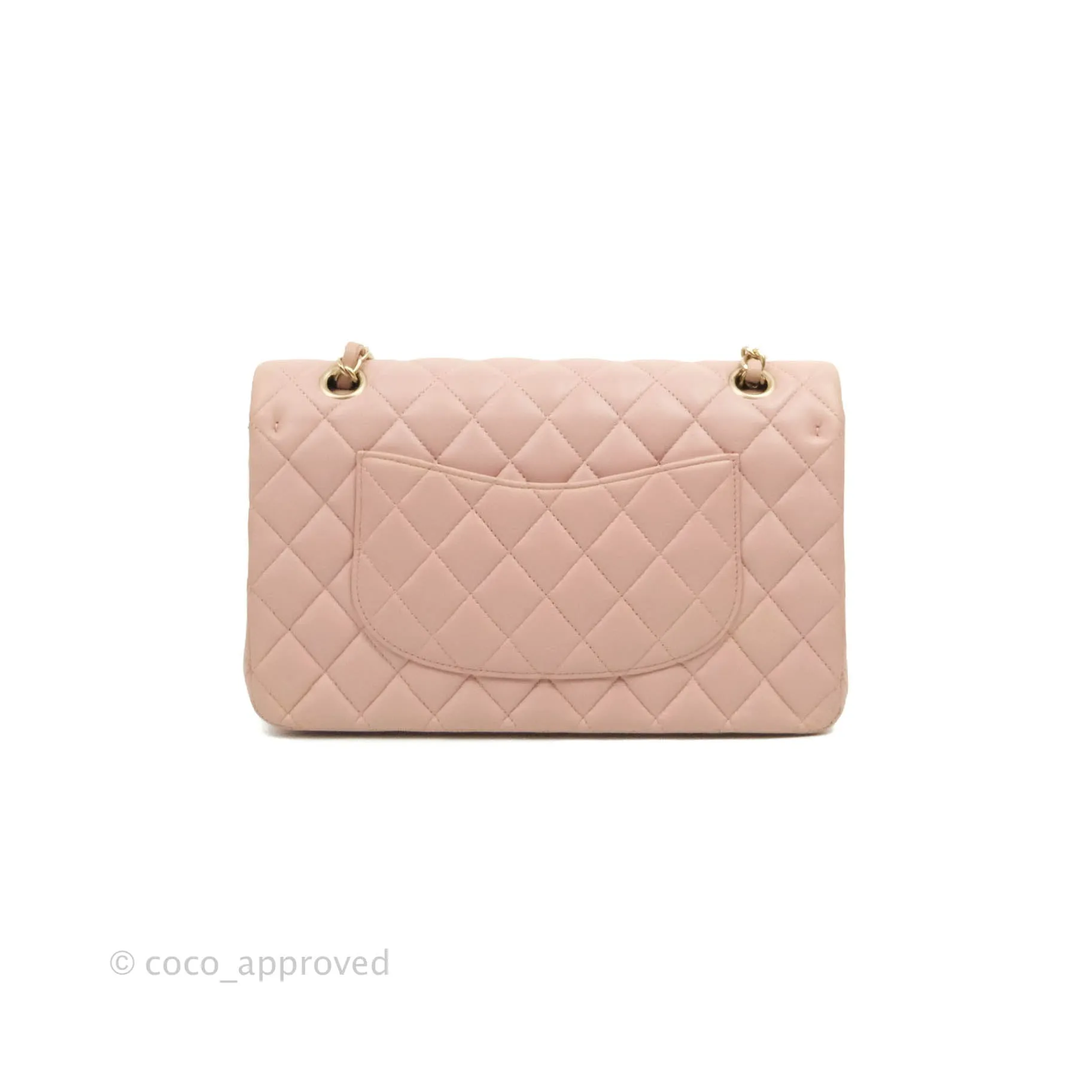 Chanel Classic M/L Medium Flap Quilted Light Pink Lambskin Matte Gold Hardware