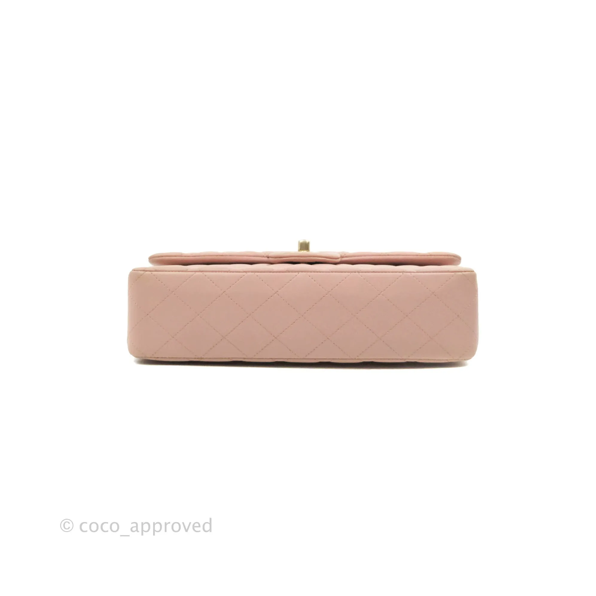 Chanel Classic M/L Medium Flap Quilted Light Pink Lambskin Matte Gold Hardware