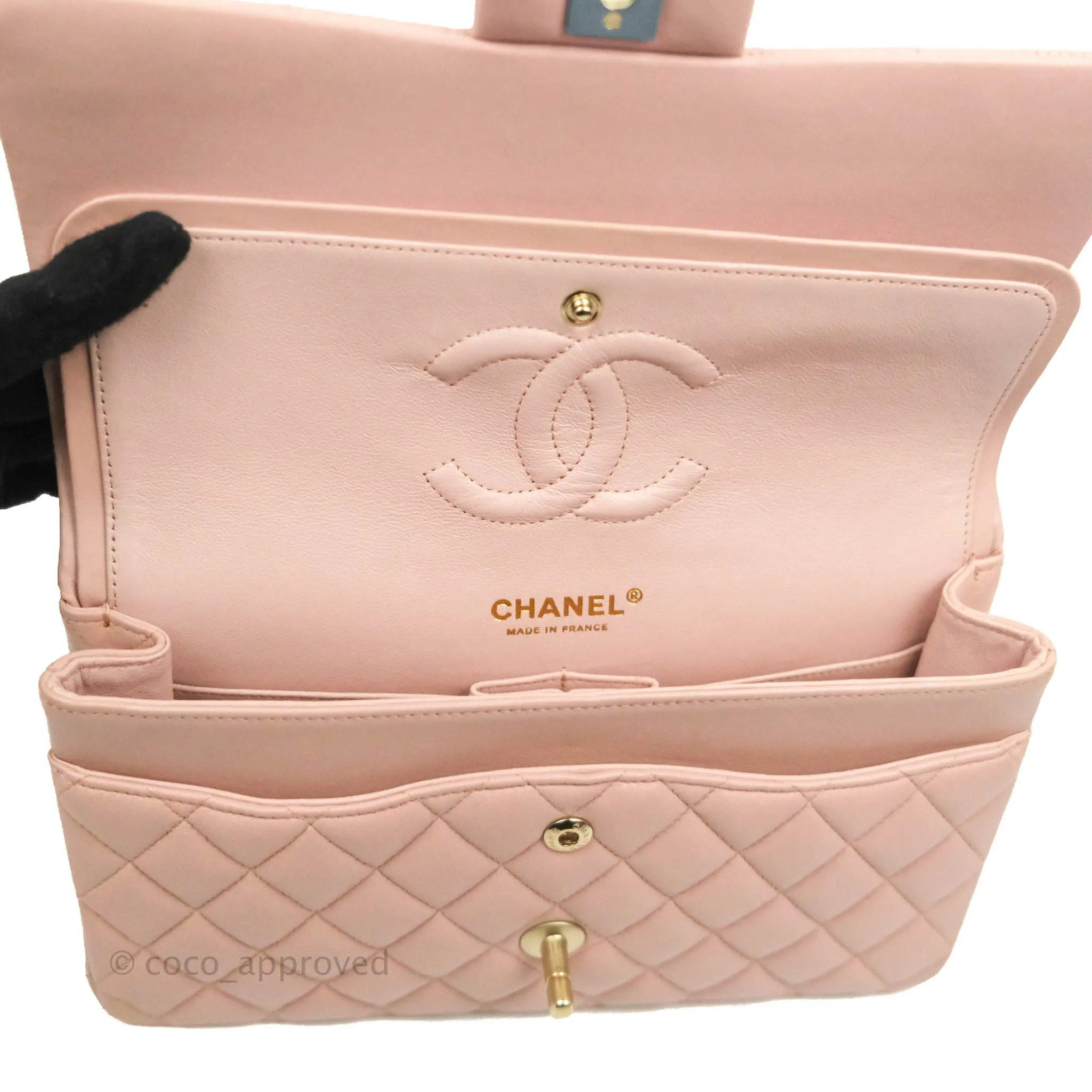 Chanel Classic M/L Medium Flap Quilted Light Pink Lambskin Matte Gold Hardware