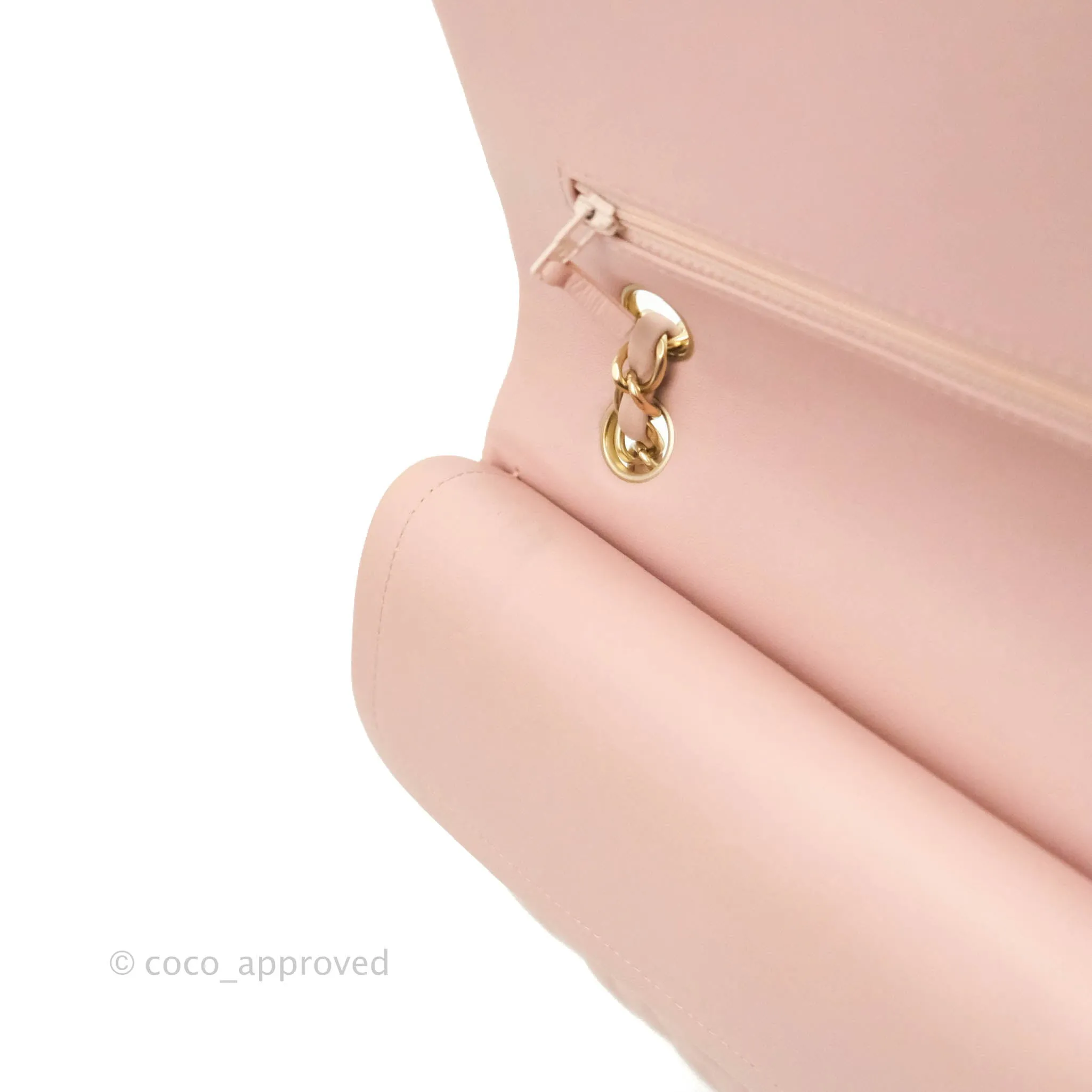 Chanel Classic M/L Medium Flap Quilted Light Pink Lambskin Matte Gold Hardware
