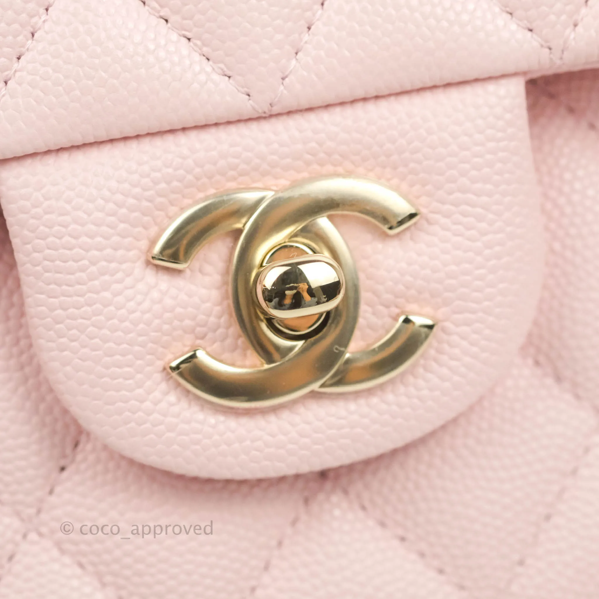 Chanel Classic M/L Medium Flap Quilted Pink Caviar Gold Hardware 22S