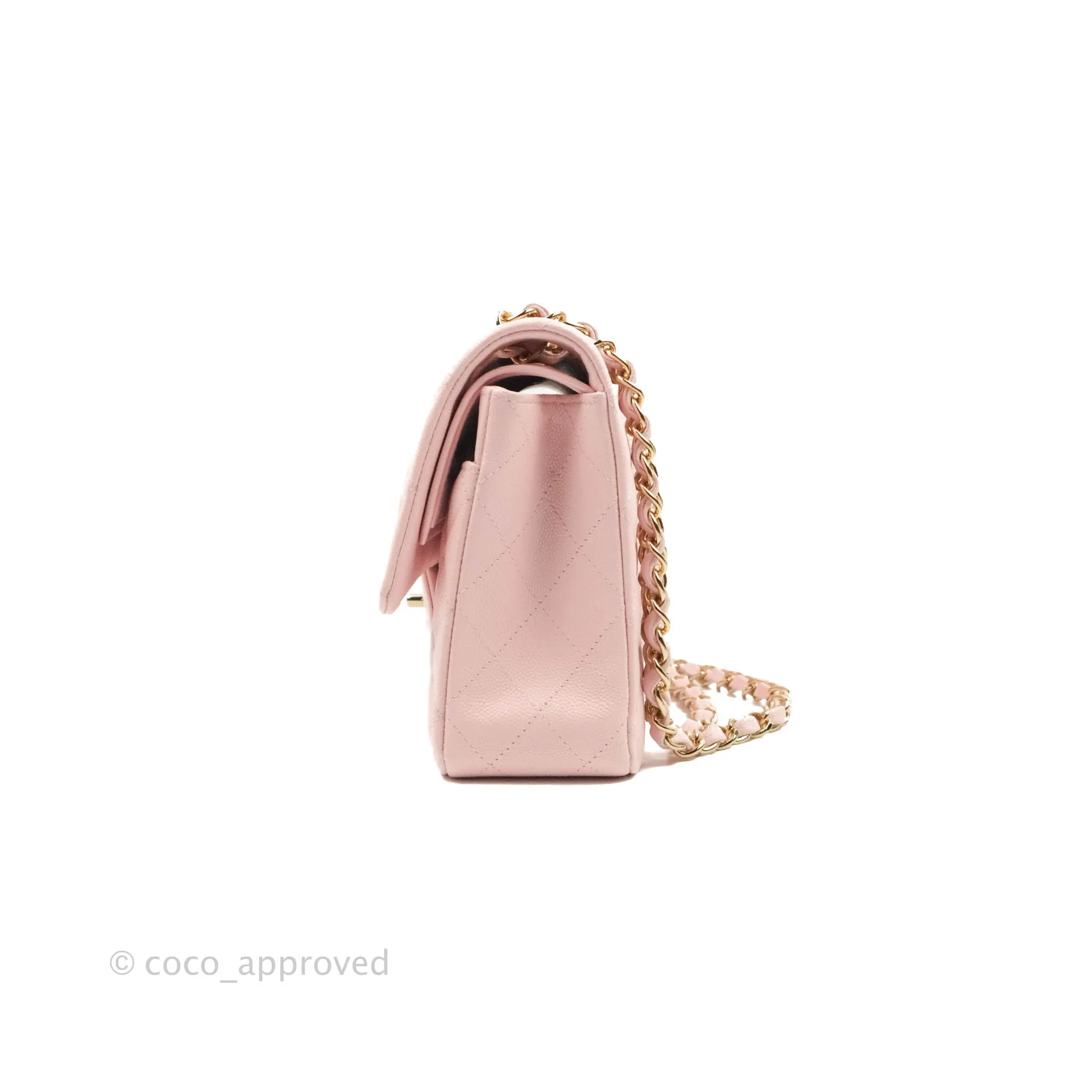 Chanel Classic M/L Medium Flap Quilted Pink Caviar Gold Hardware 22S