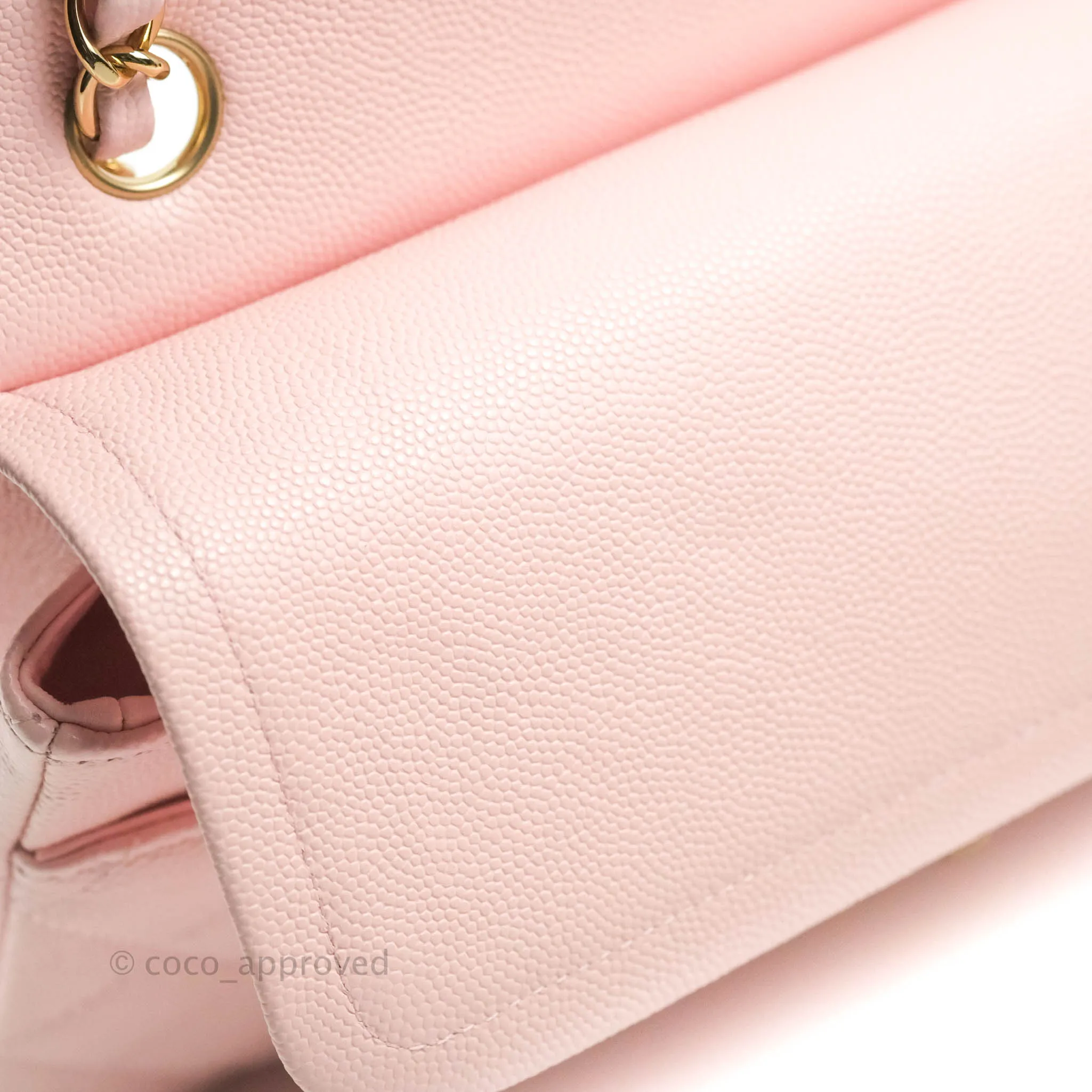 Chanel Classic M/L Medium Flap Quilted Pink Caviar Gold Hardware 22S