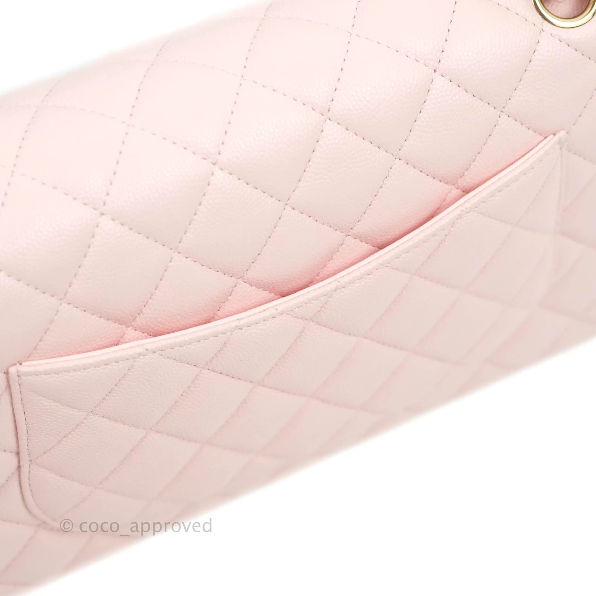 Chanel Classic M/L Medium Flap Quilted Pink Caviar Gold Hardware 22S
