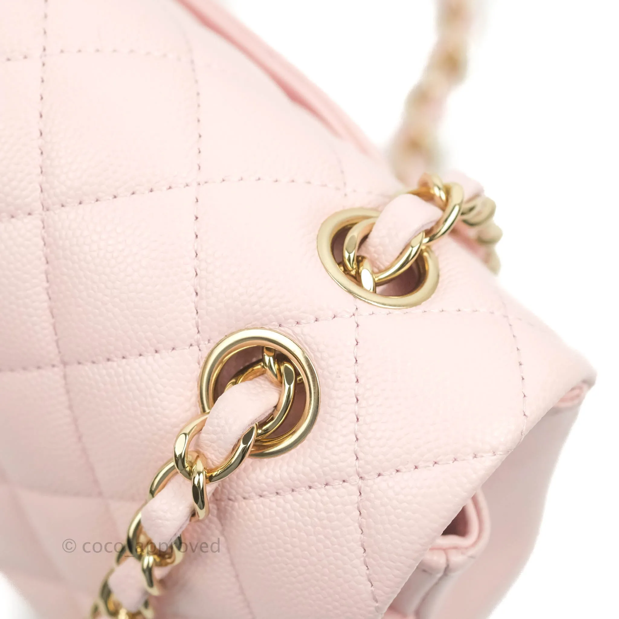 Chanel Classic M/L Medium Flap Quilted Pink Caviar Gold Hardware 22S