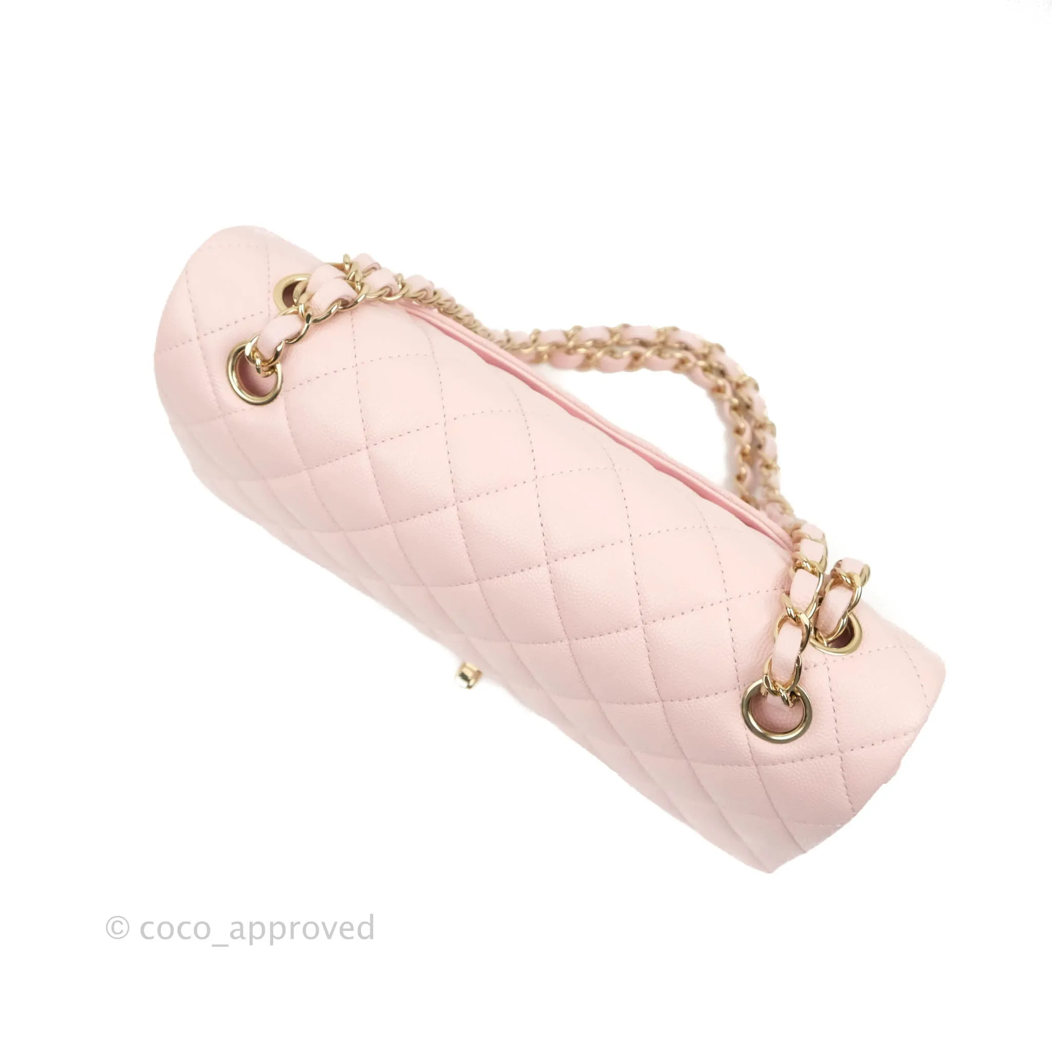 Chanel Classic M/L Medium Flap Quilted Pink Caviar Gold Hardware 22S