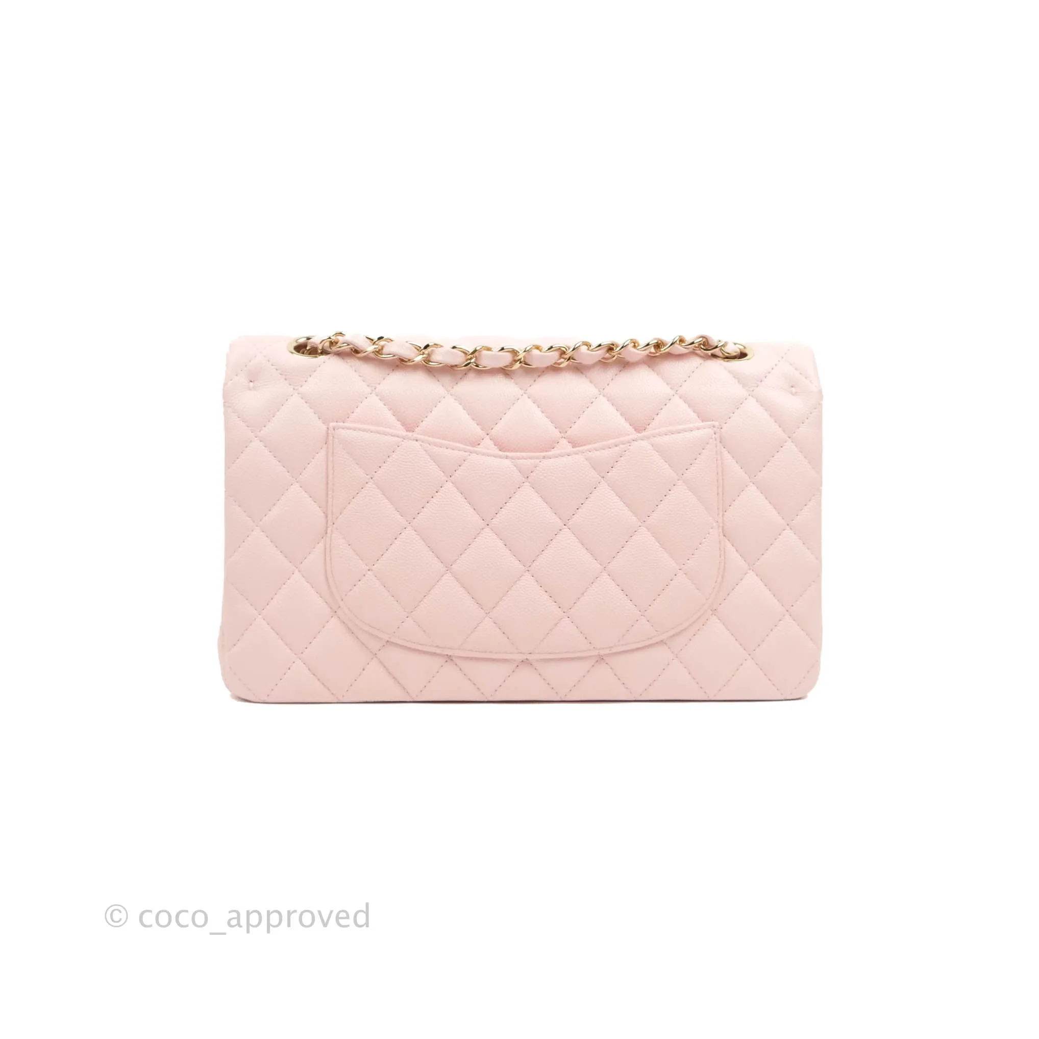 Chanel Classic M/L Medium Flap Quilted Pink Caviar Gold Hardware 22S