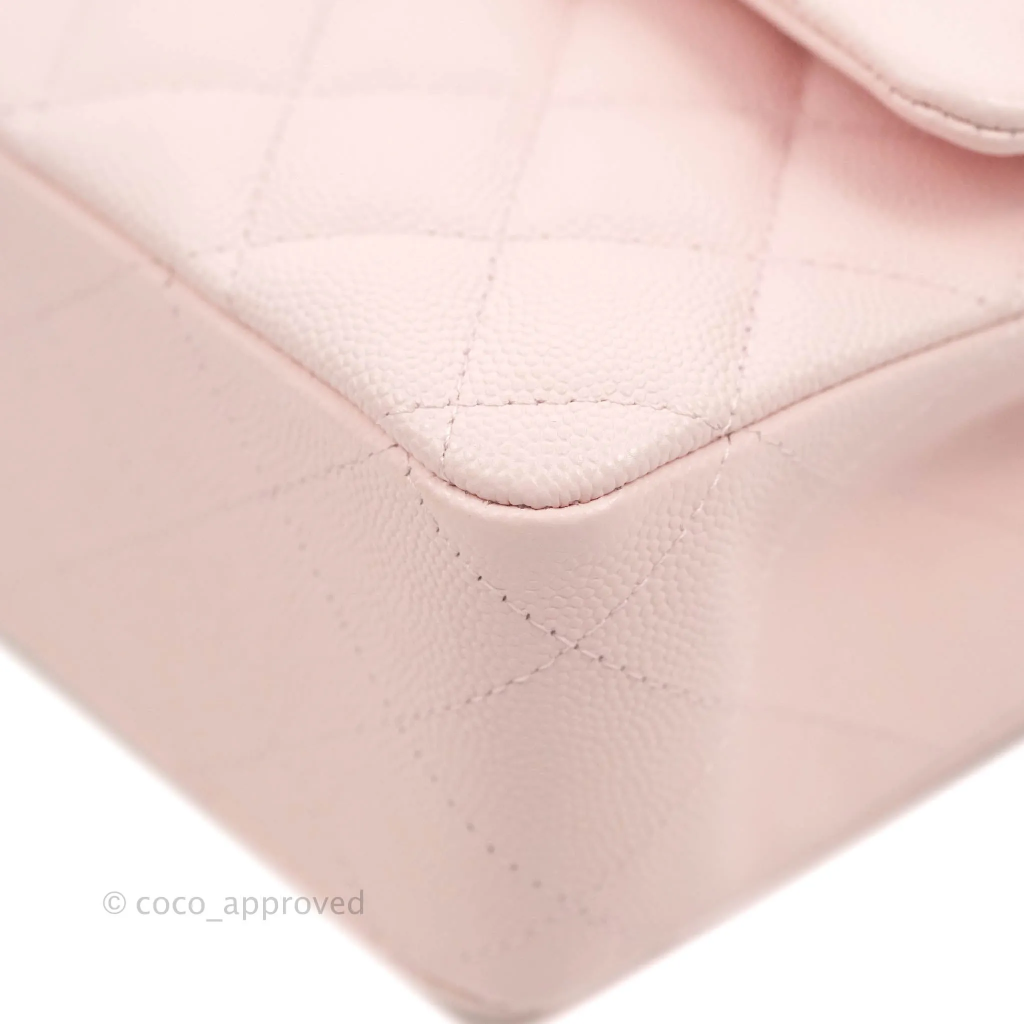 Chanel Classic M/L Medium Flap Quilted Pink Caviar Gold Hardware 22S