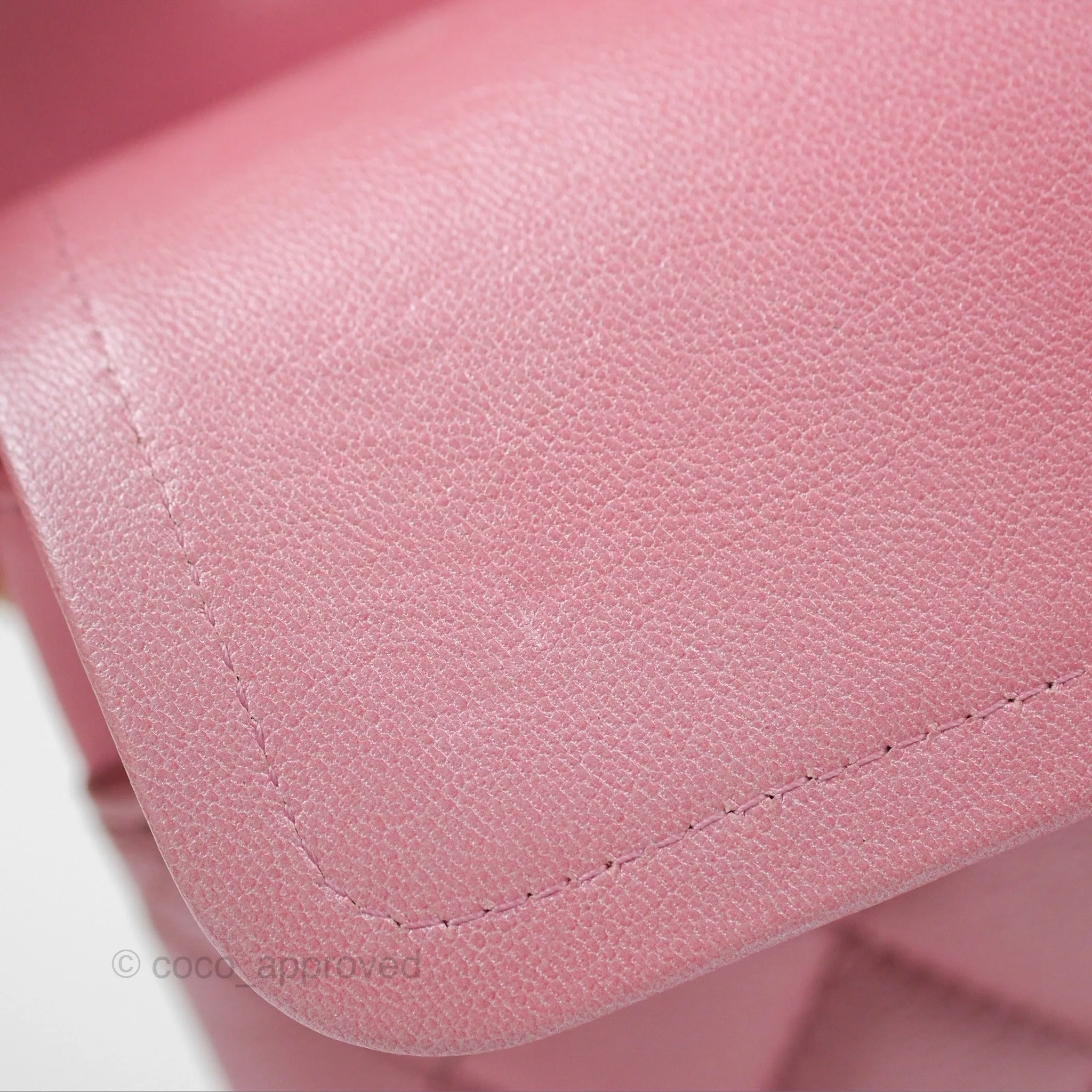 Chanel Classic M/L Medium Flap Quilted Pink Cloudy Pearly Goatskin Gold Hardware 23S