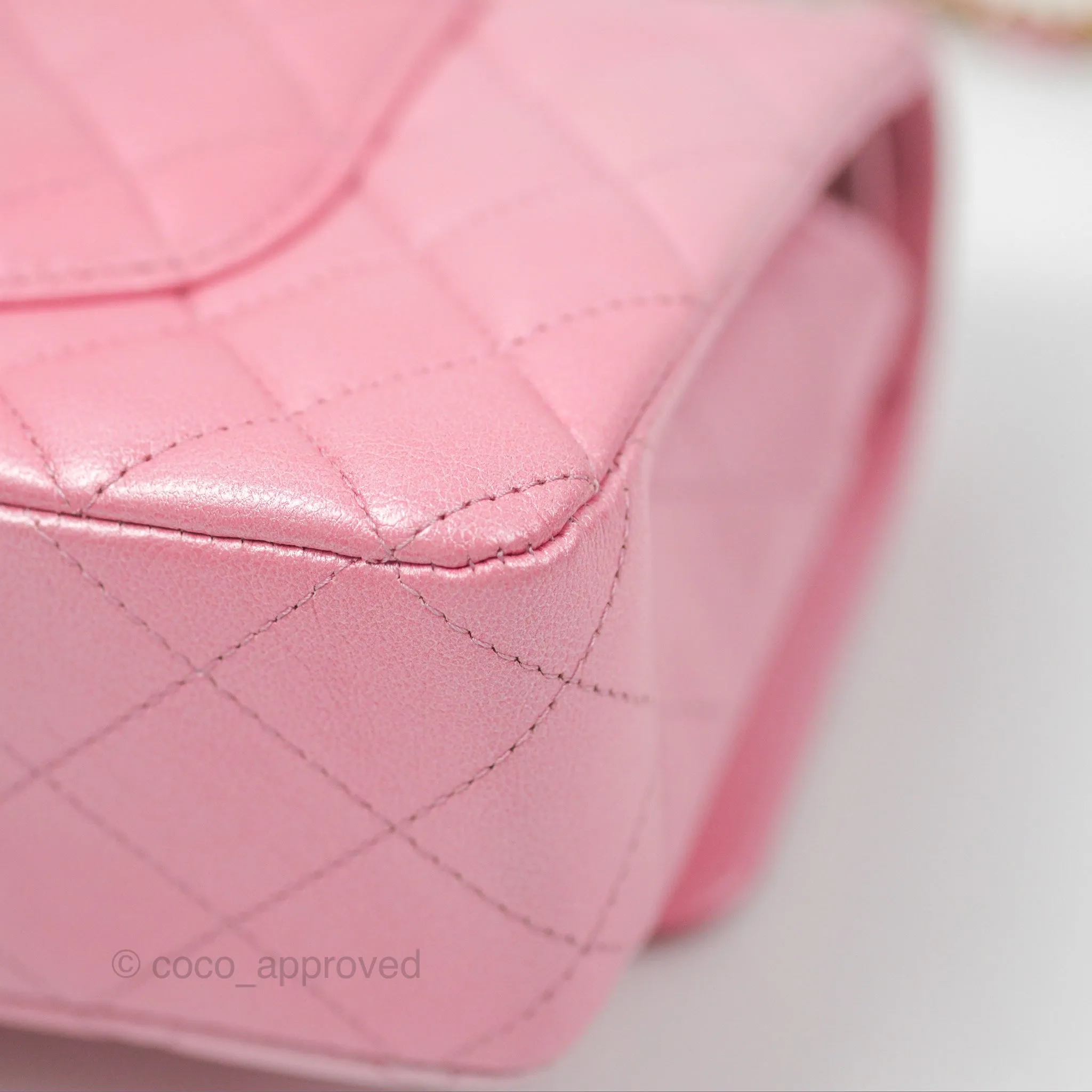 Chanel Classic M/L Medium Flap Quilted Pink Cloudy Pearly Goatskin Gold Hardware 23S