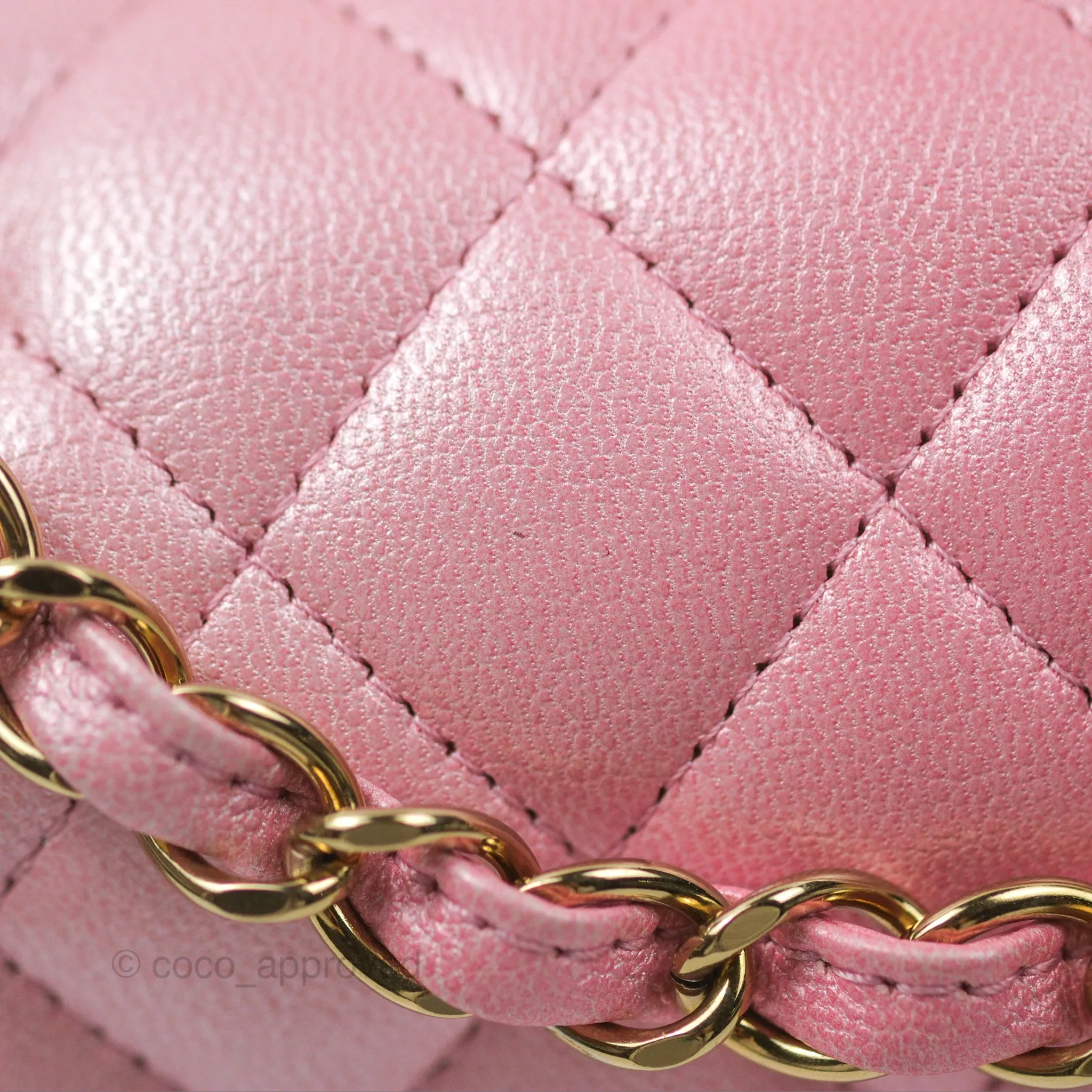 Chanel Classic M/L Medium Flap Quilted Pink Cloudy Pearly Goatskin Gold Hardware 23S