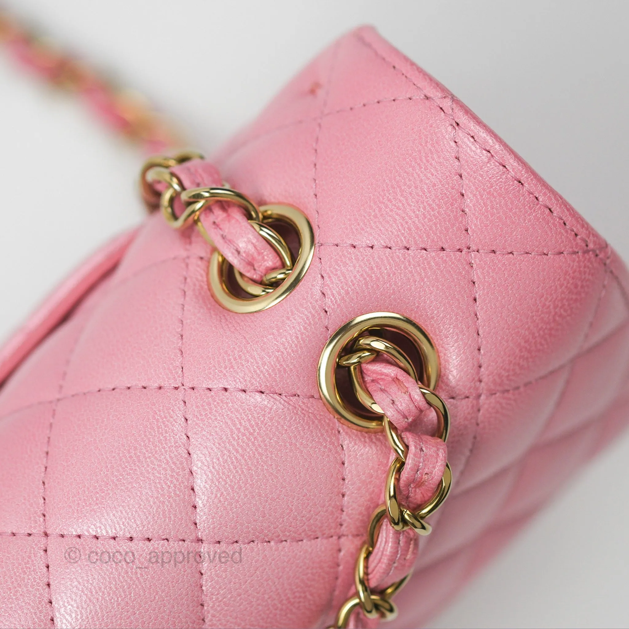 Chanel Classic M/L Medium Flap Quilted Pink Cloudy Pearly Goatskin Gold Hardware 23S