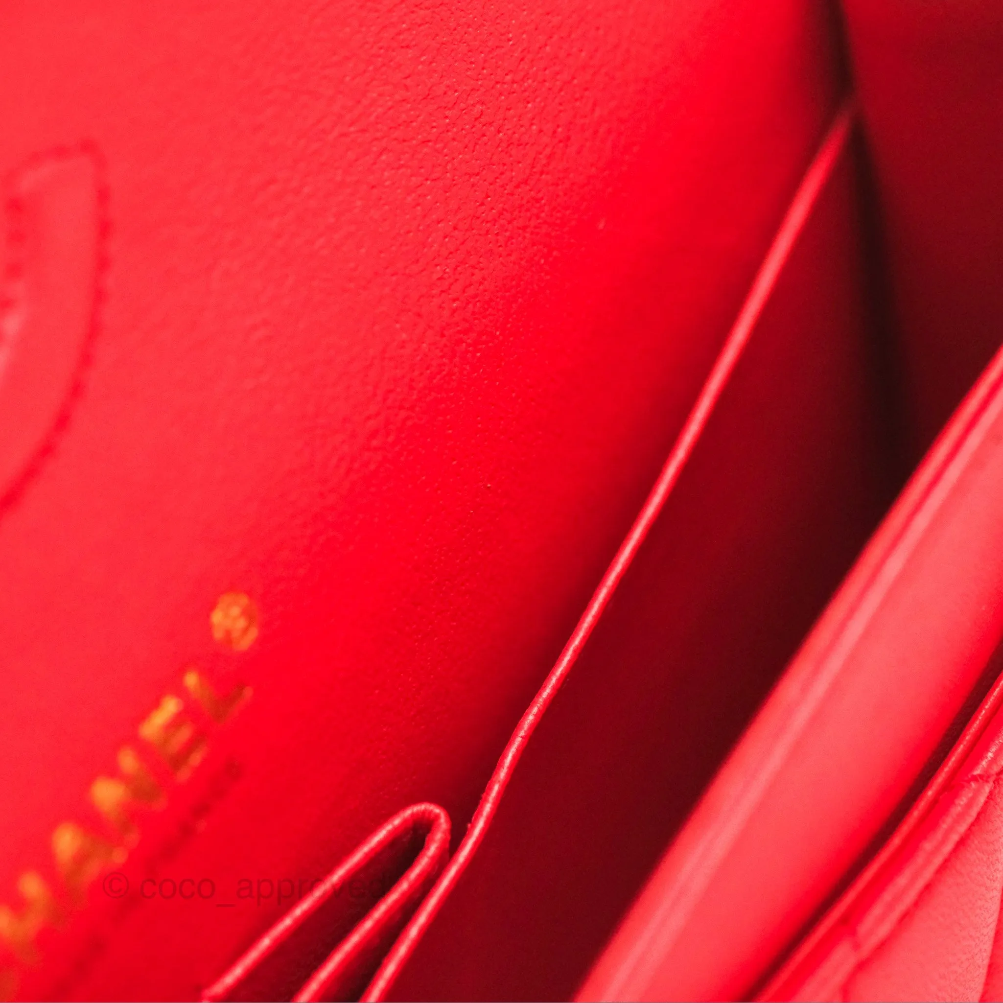 Chanel Classic M/L Medium Flap Quilted Red Lambskin Gold Hardware