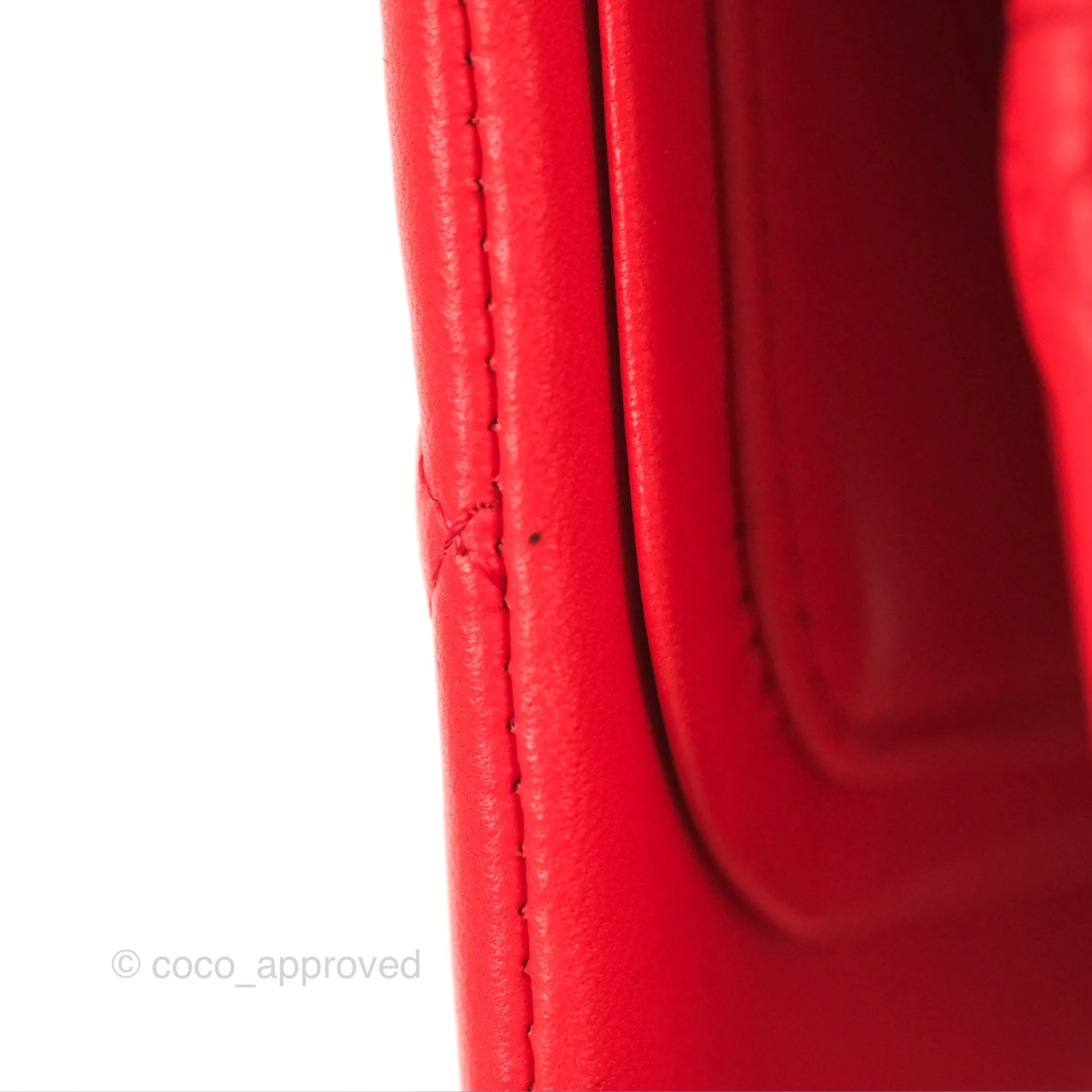 Chanel Classic M/L Medium Flap Quilted Red Lambskin Gold Hardware