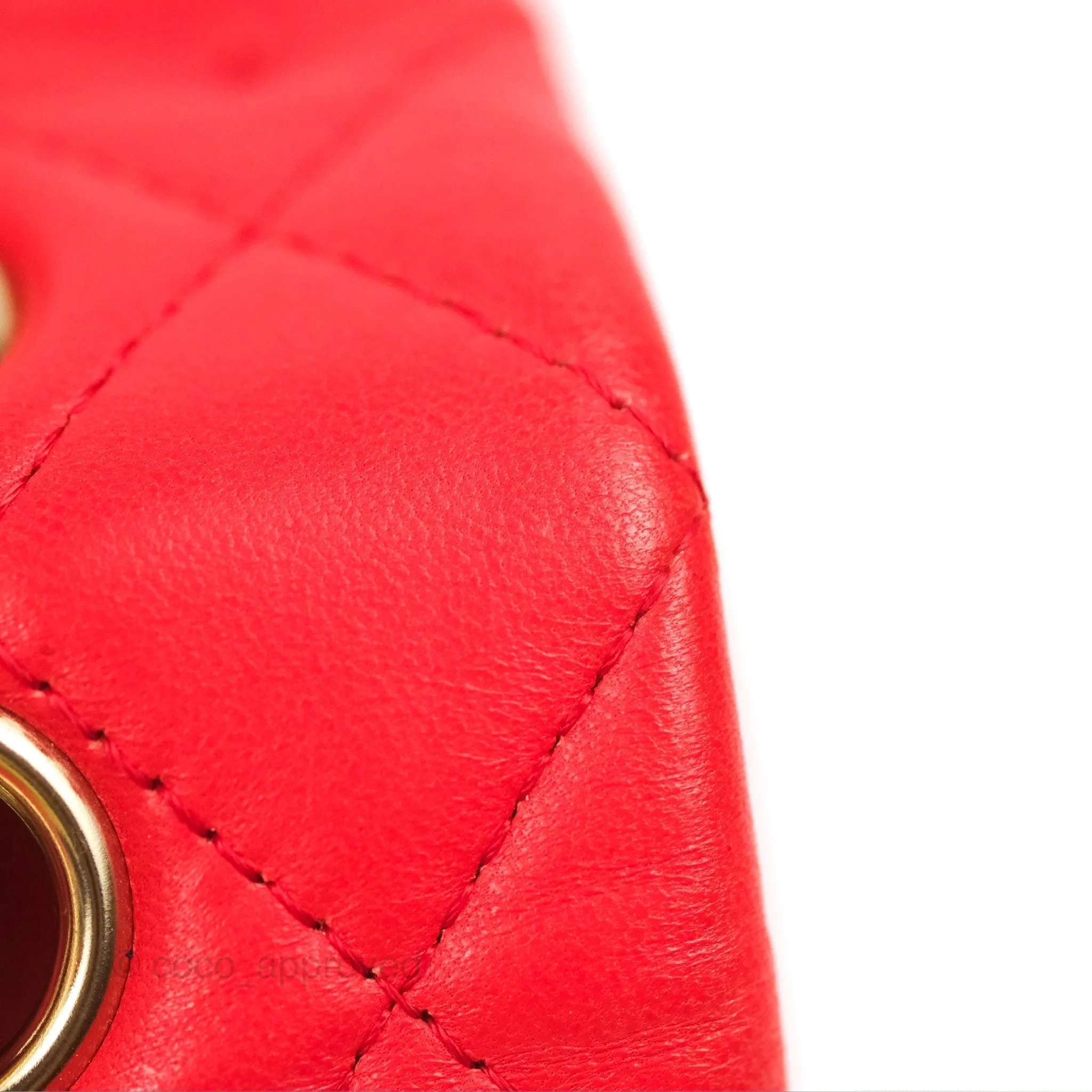 Chanel Classic M/L Medium Flap Quilted Red Lambskin Gold Hardware