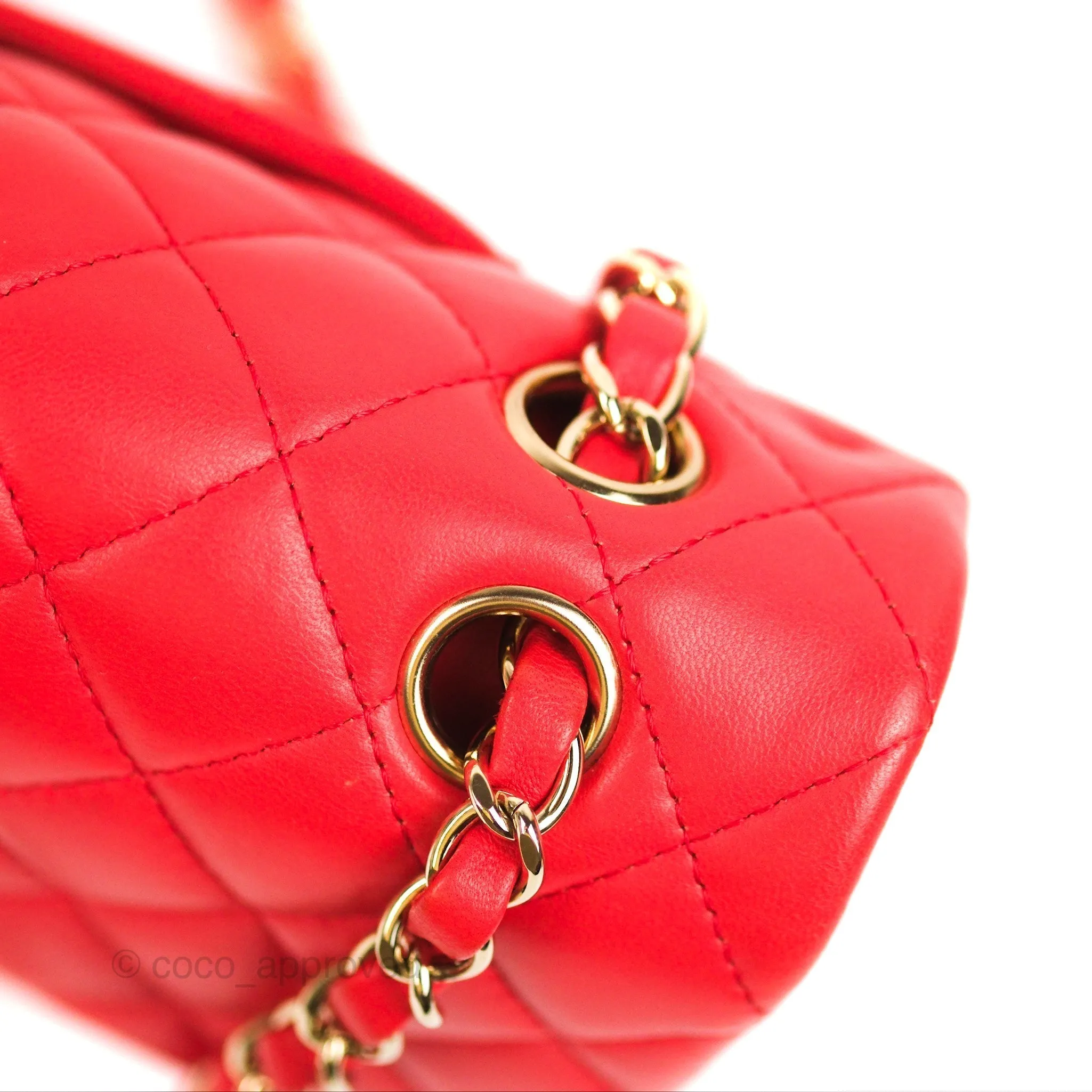 Chanel Classic M/L Medium Flap Quilted Red Lambskin Gold Hardware