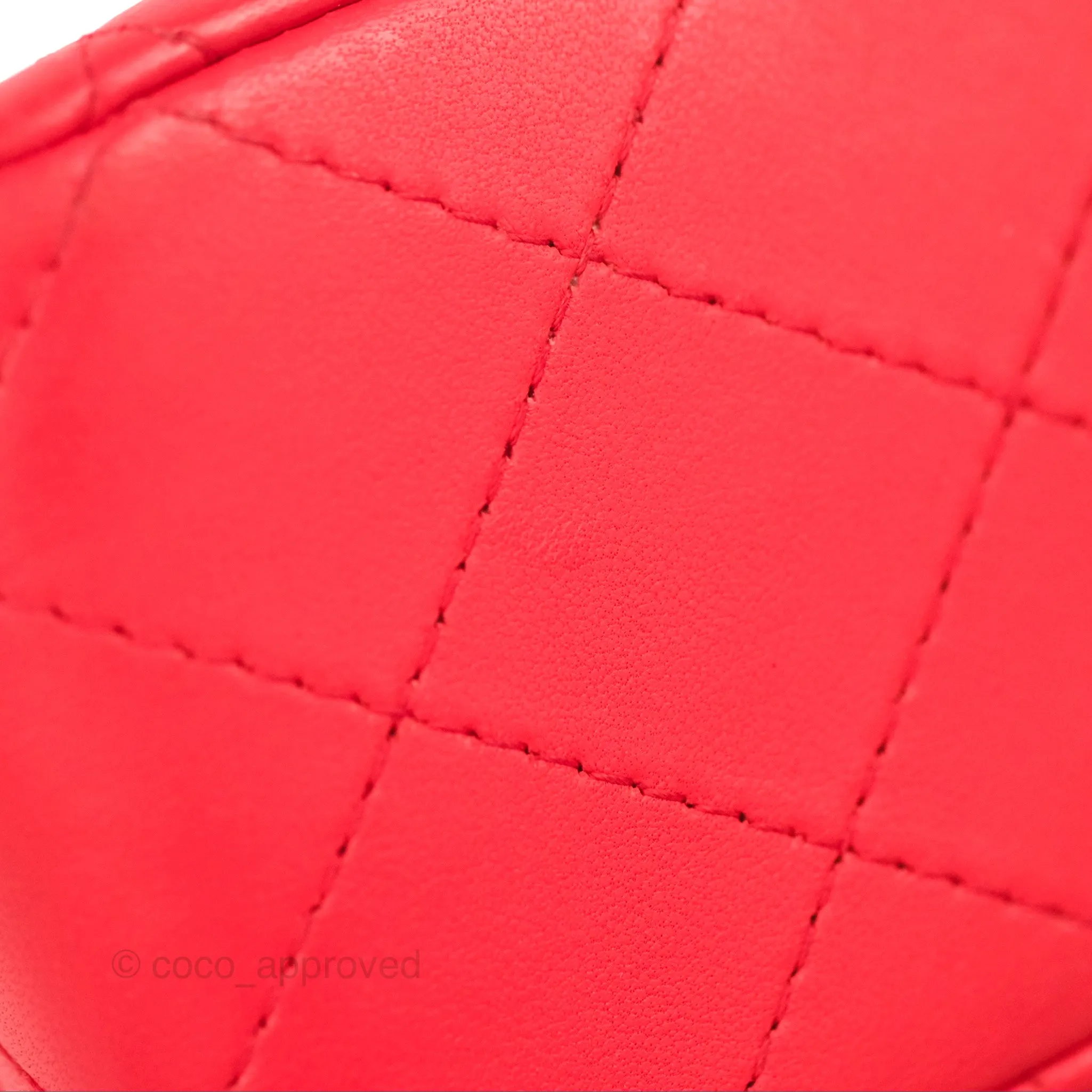 Chanel Classic M/L Medium Flap Quilted Red Lambskin Gold Hardware