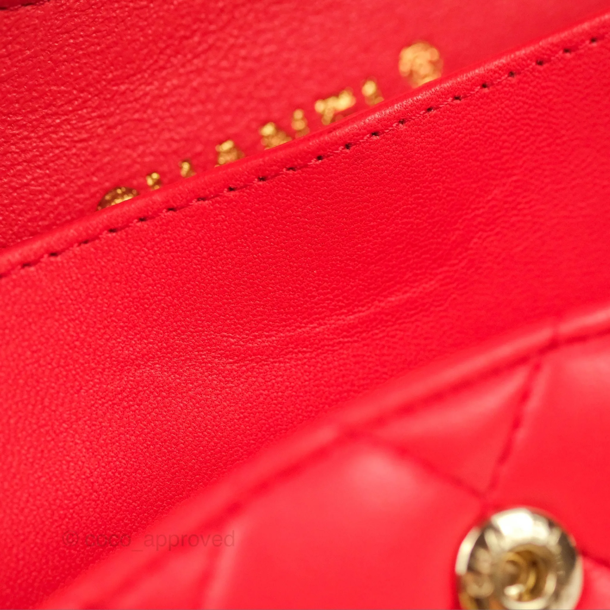 Chanel Classic M/L Medium Flap Quilted Red Lambskin Gold Hardware