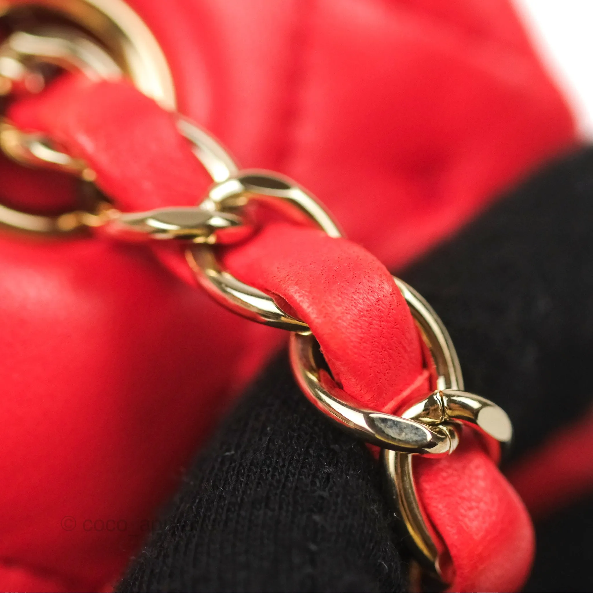 Chanel Classic M/L Medium Flap Quilted Red Lambskin Gold Hardware