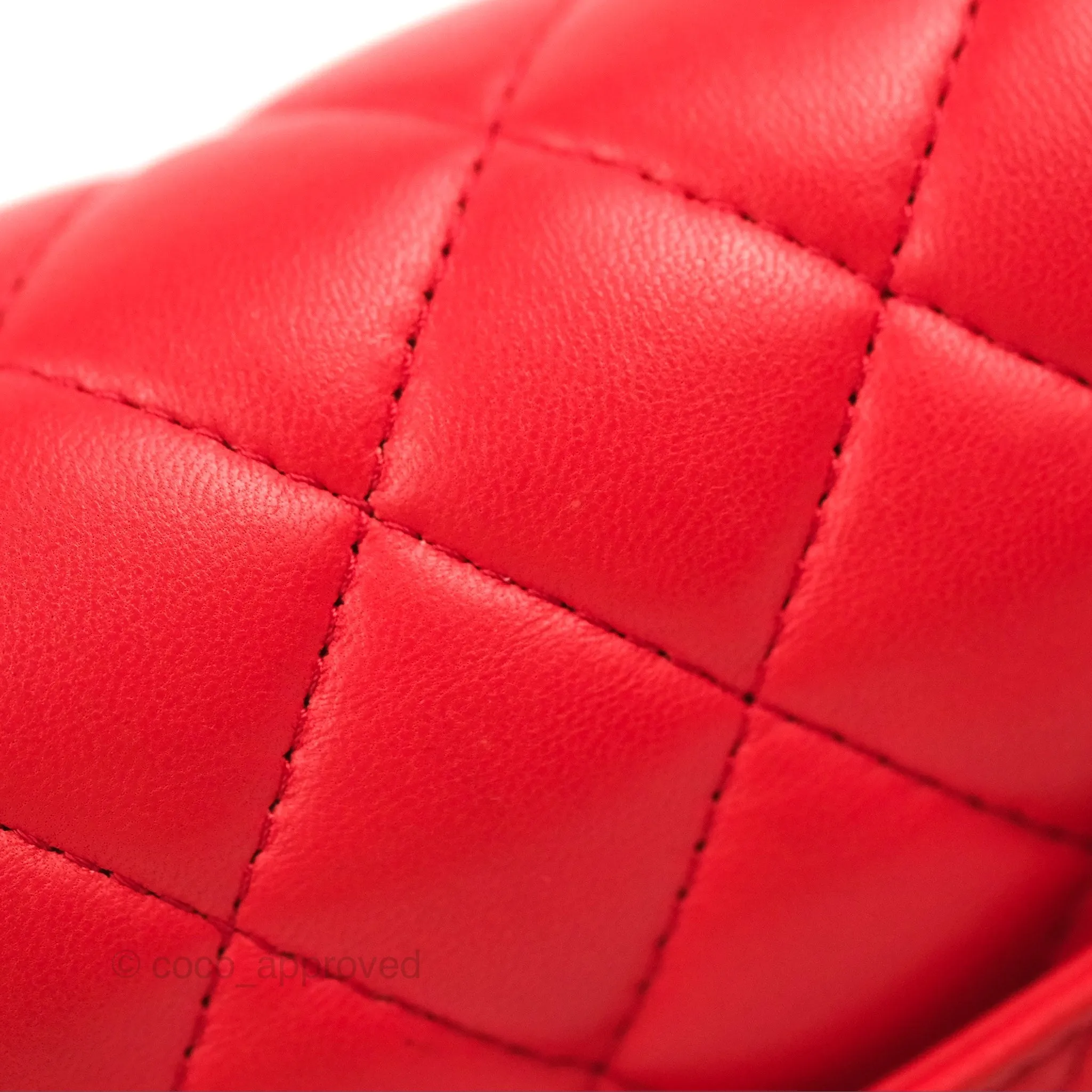Chanel Classic M/L Medium Flap Quilted Red Lambskin Gold Hardware