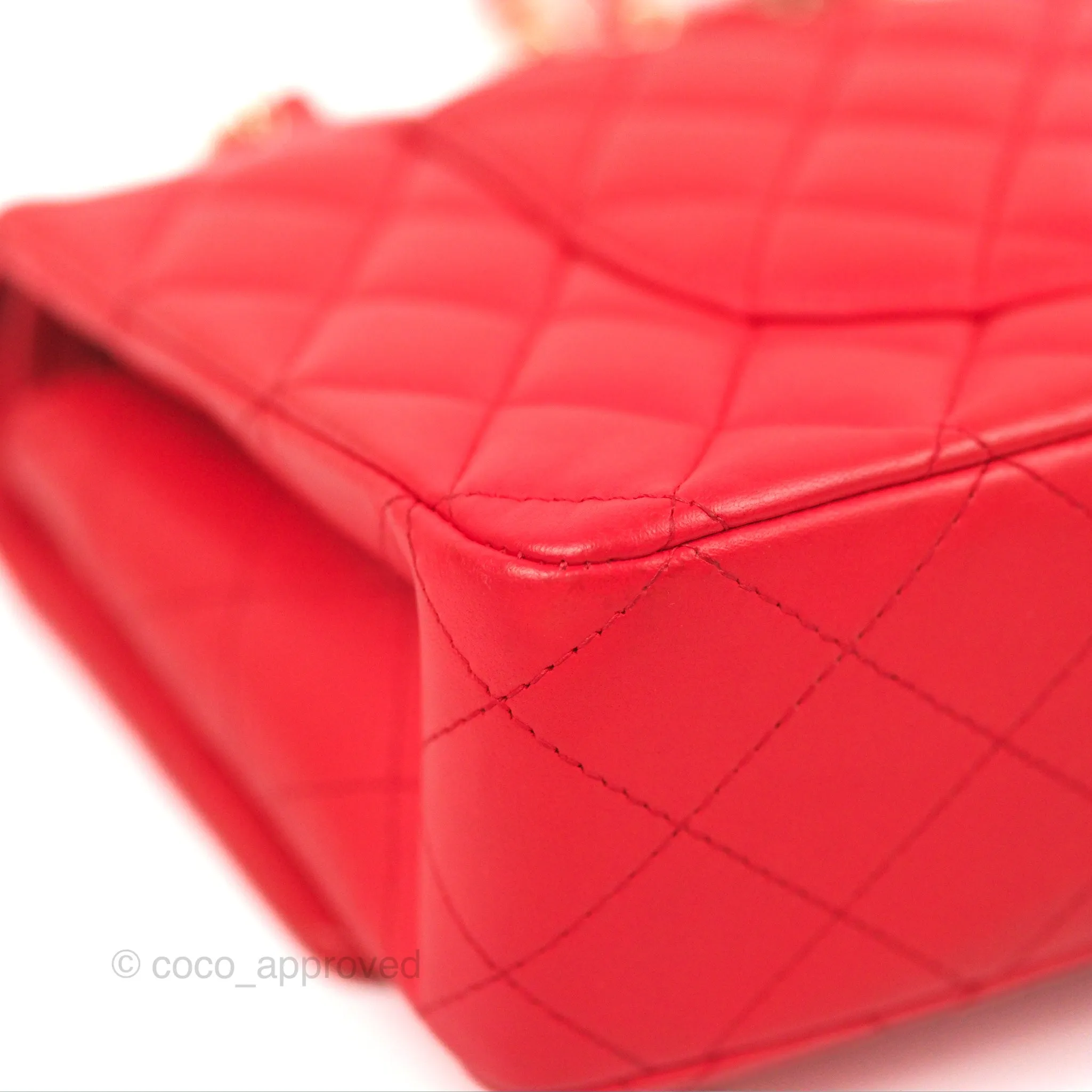 Chanel Classic M/L Medium Flap Quilted Red Lambskin Gold Hardware