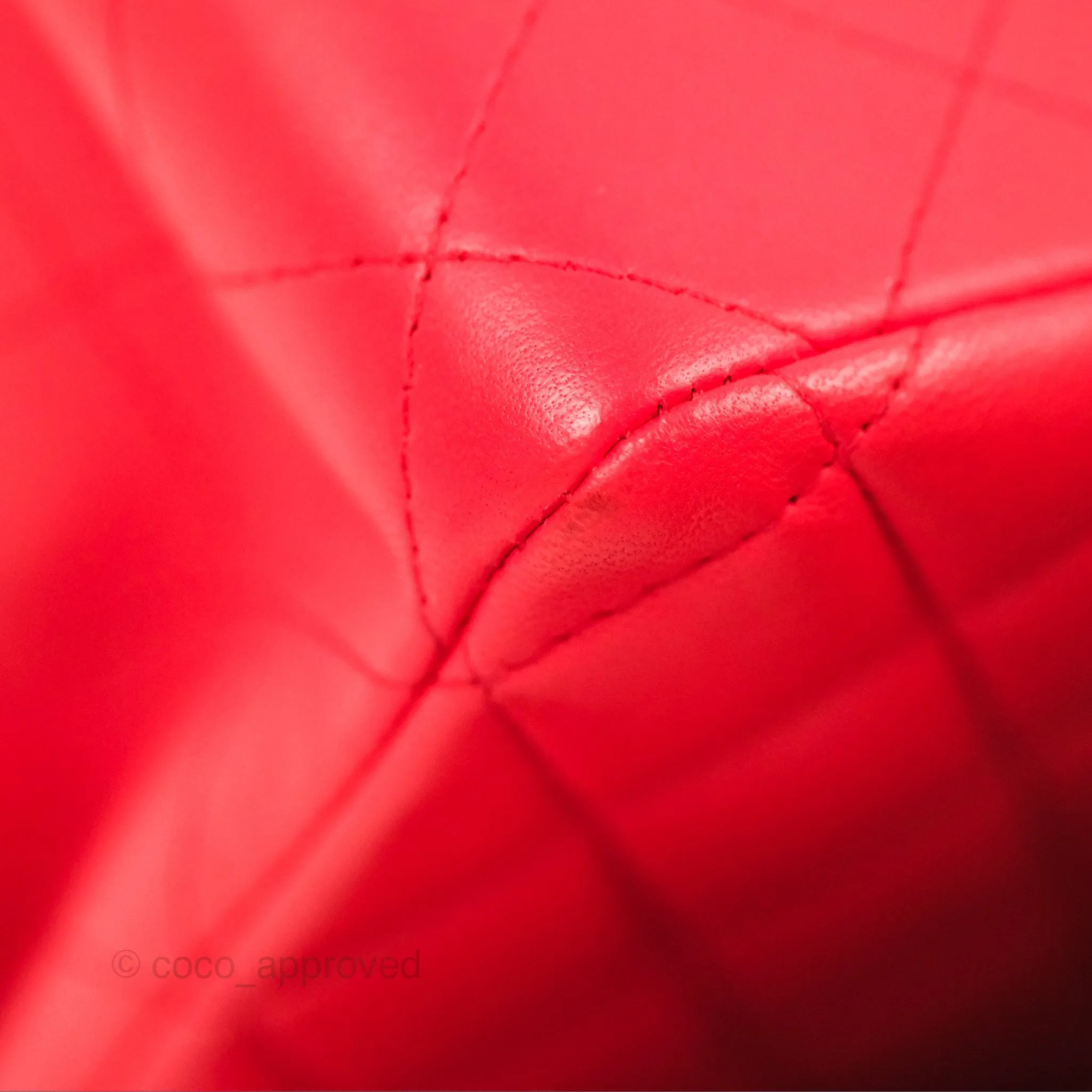 Chanel Classic M/L Medium Flap Quilted Red Lambskin Gold Hardware