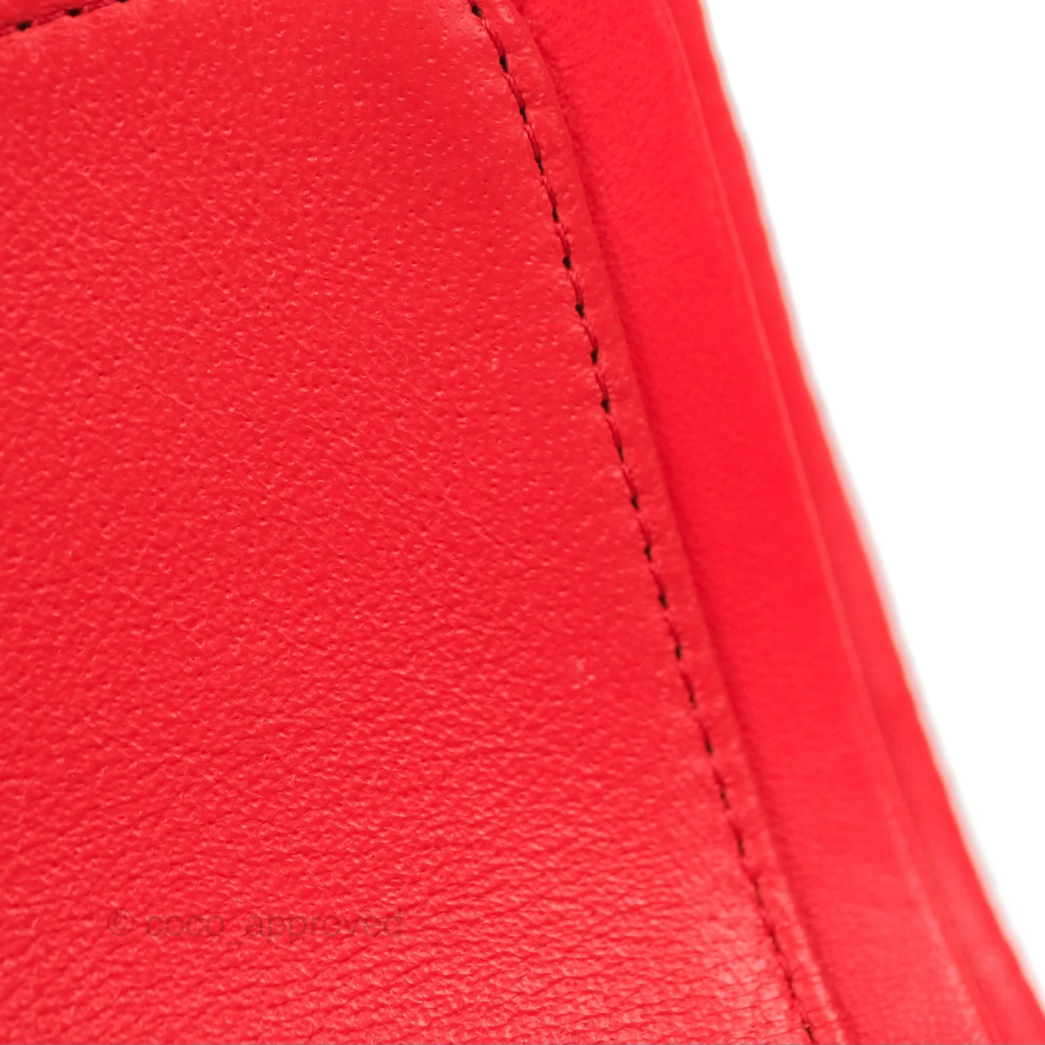 Chanel Classic M/L Medium Flap Quilted Red Lambskin Gold Hardware