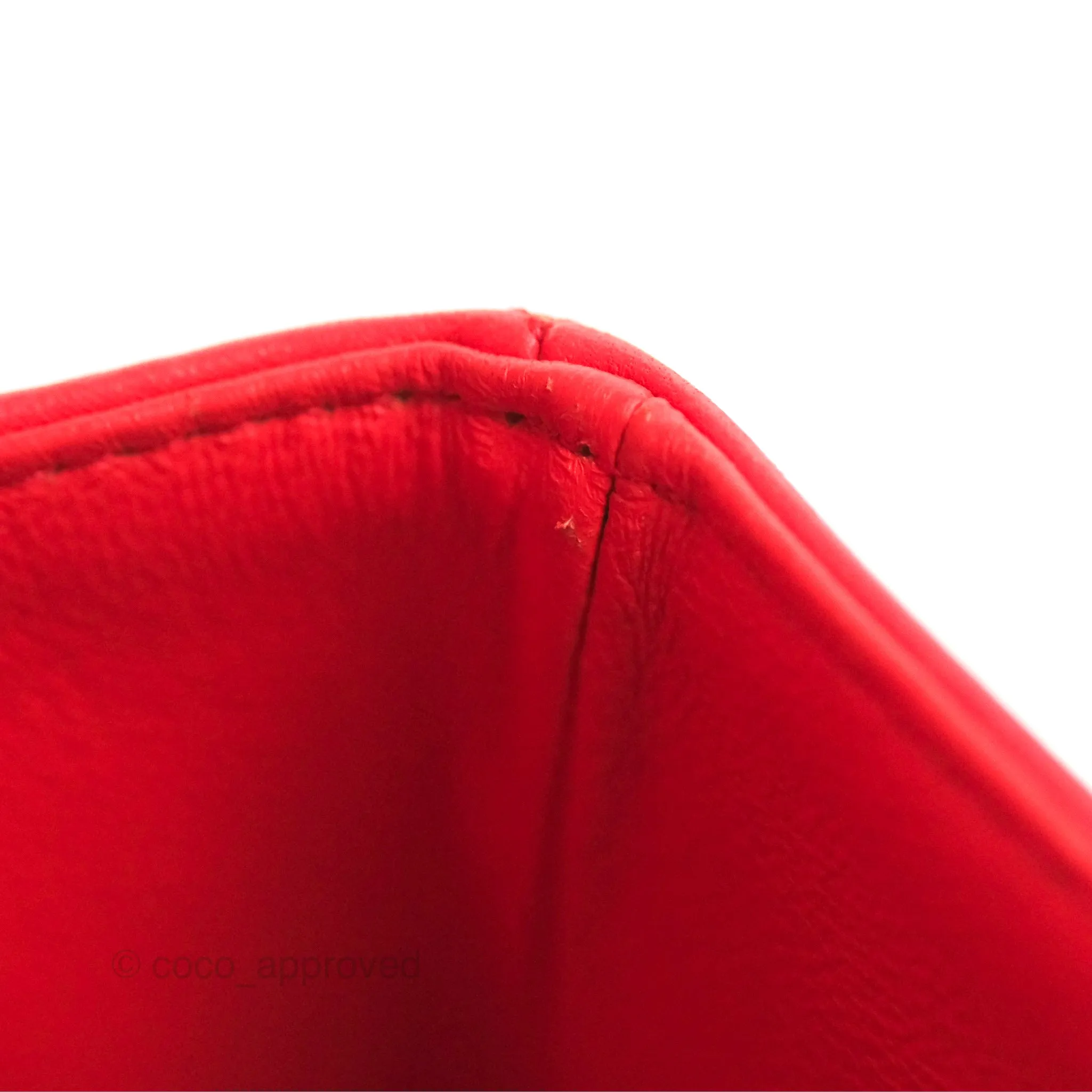 Chanel Classic M/L Medium Flap Quilted Red Lambskin Gold Hardware