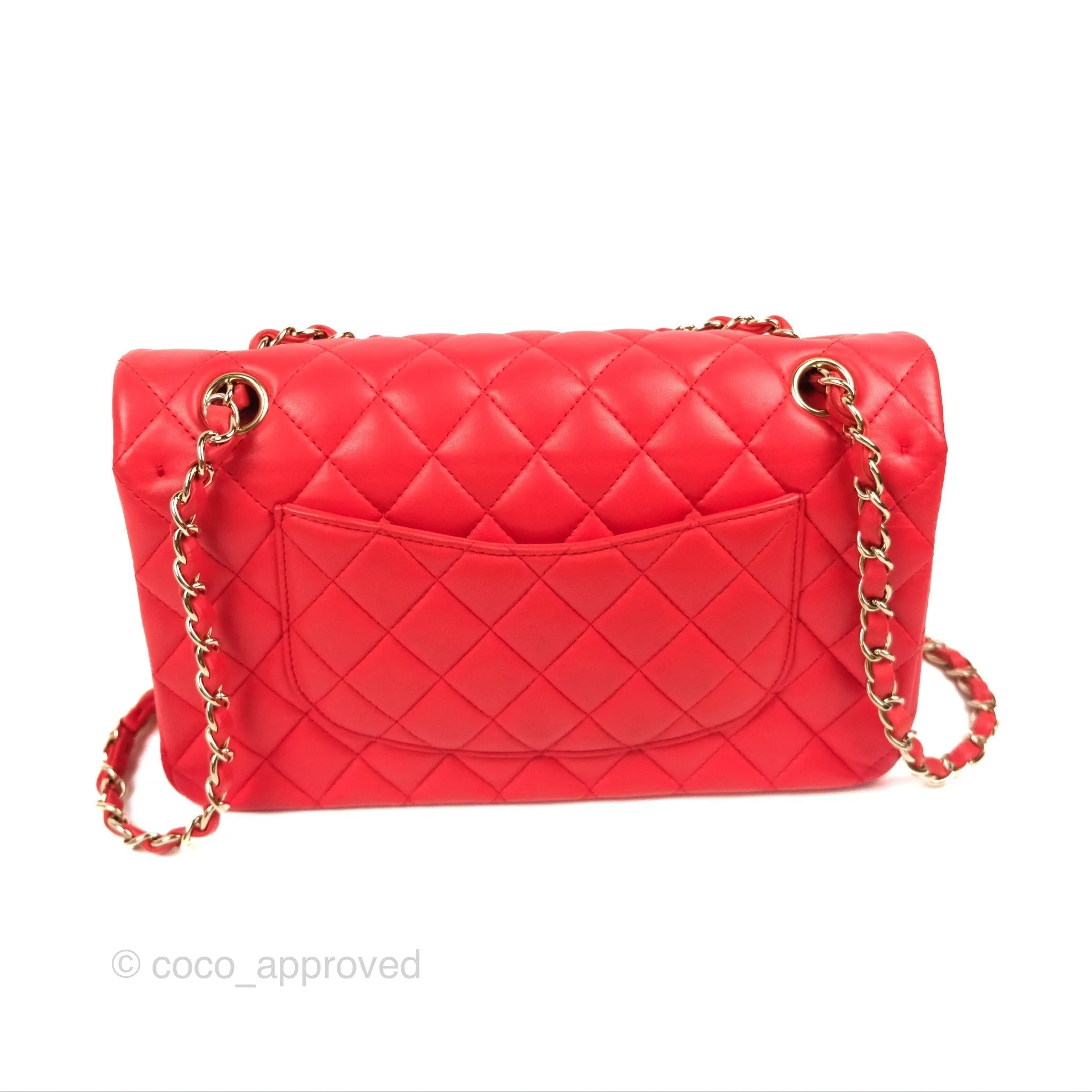 Chanel Classic M/L Medium Flap Quilted Red Lambskin Gold Hardware