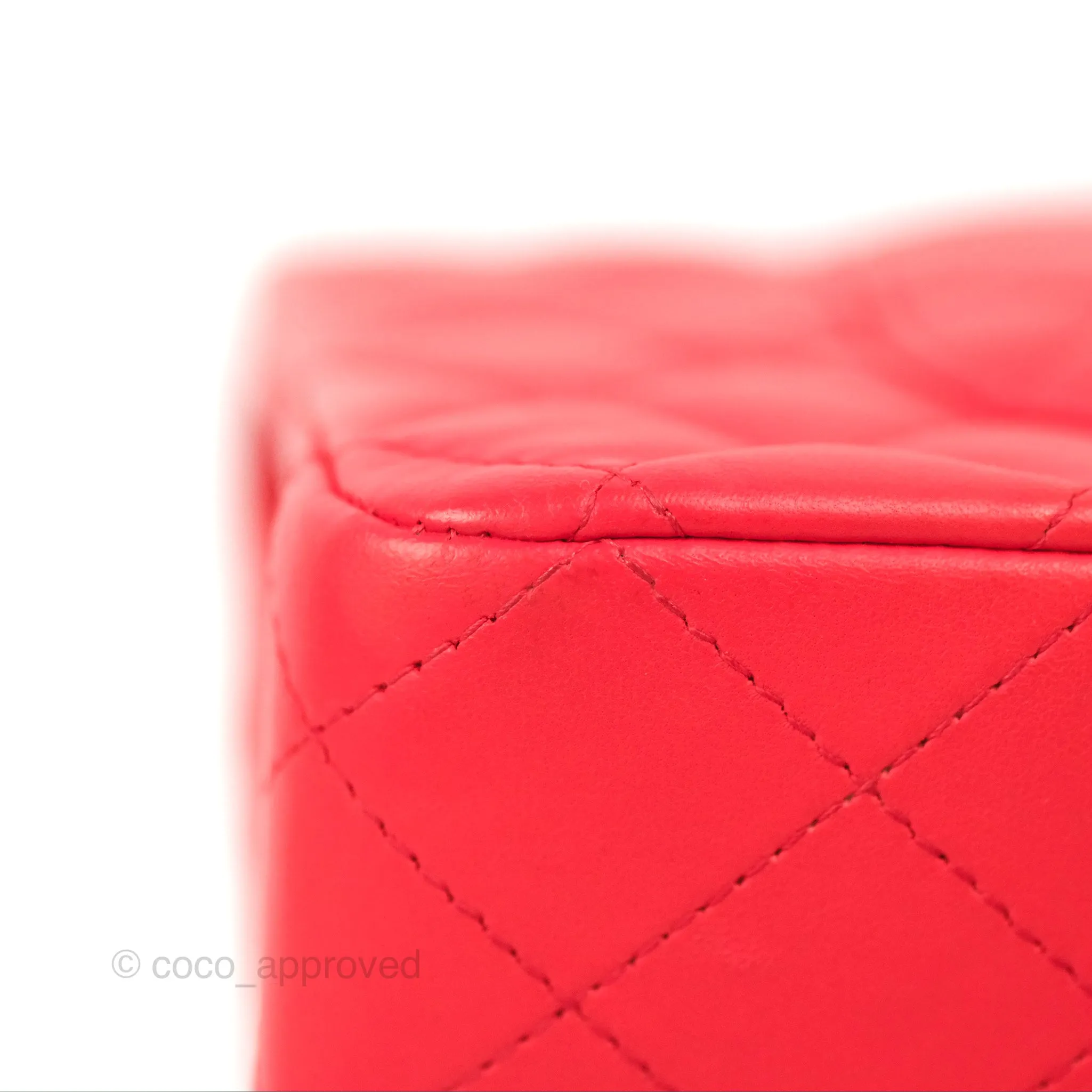 Chanel Classic M/L Medium Flap Quilted Red Lambskin Gold Hardware
