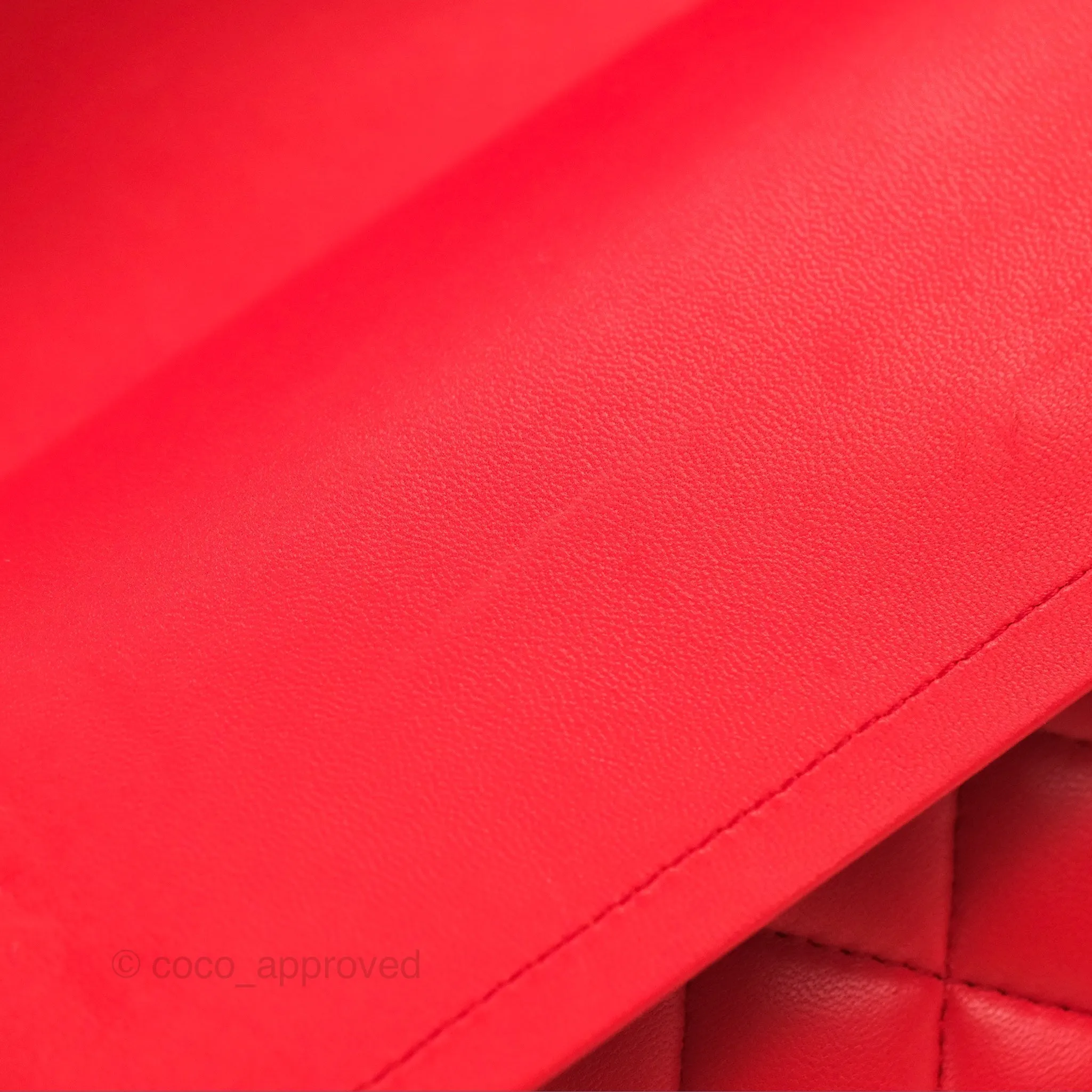 Chanel Classic M/L Medium Flap Quilted Red Lambskin Gold Hardware
