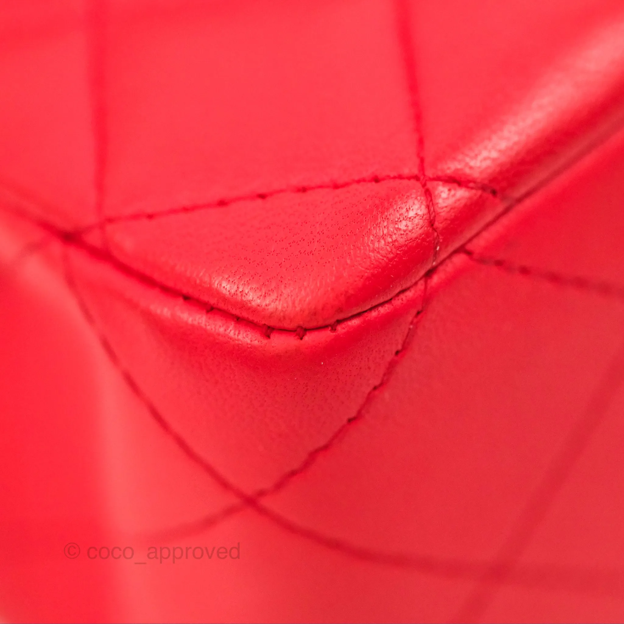 Chanel Classic M/L Medium Flap Quilted Red Lambskin Gold Hardware