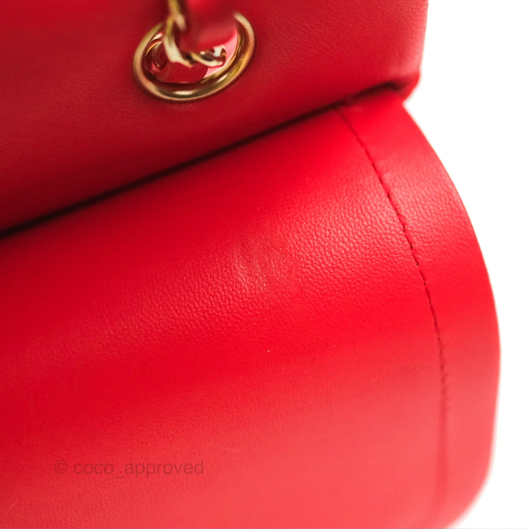 Chanel Classic M/L Medium Flap Quilted Red Lambskin Gold Hardware