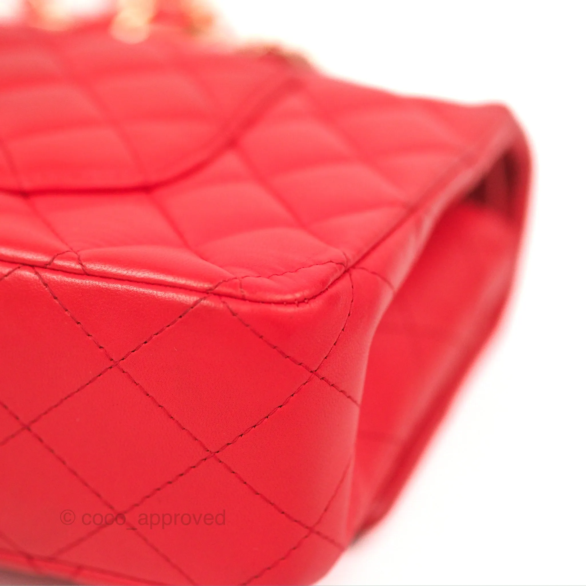 Chanel Classic M/L Medium Flap Quilted Red Lambskin Gold Hardware