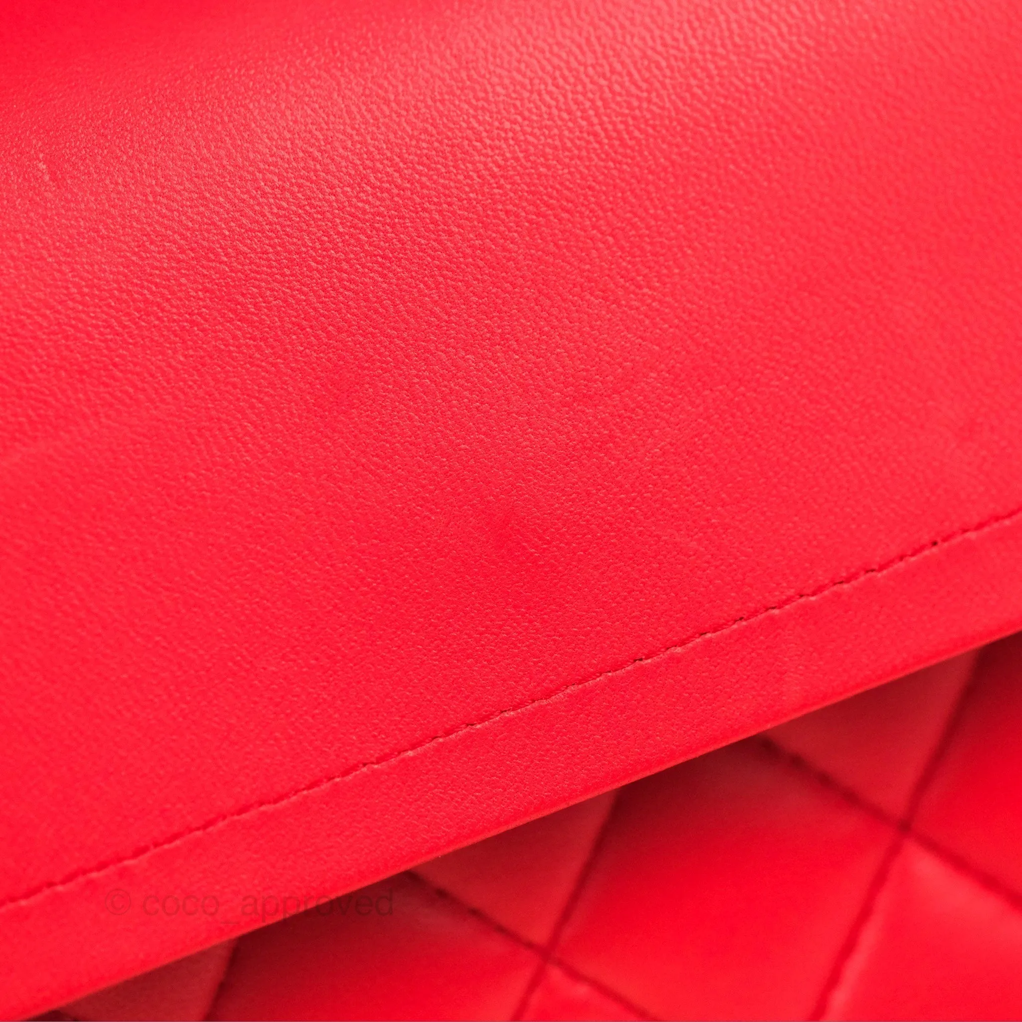Chanel Classic M/L Medium Flap Quilted Red Lambskin Gold Hardware